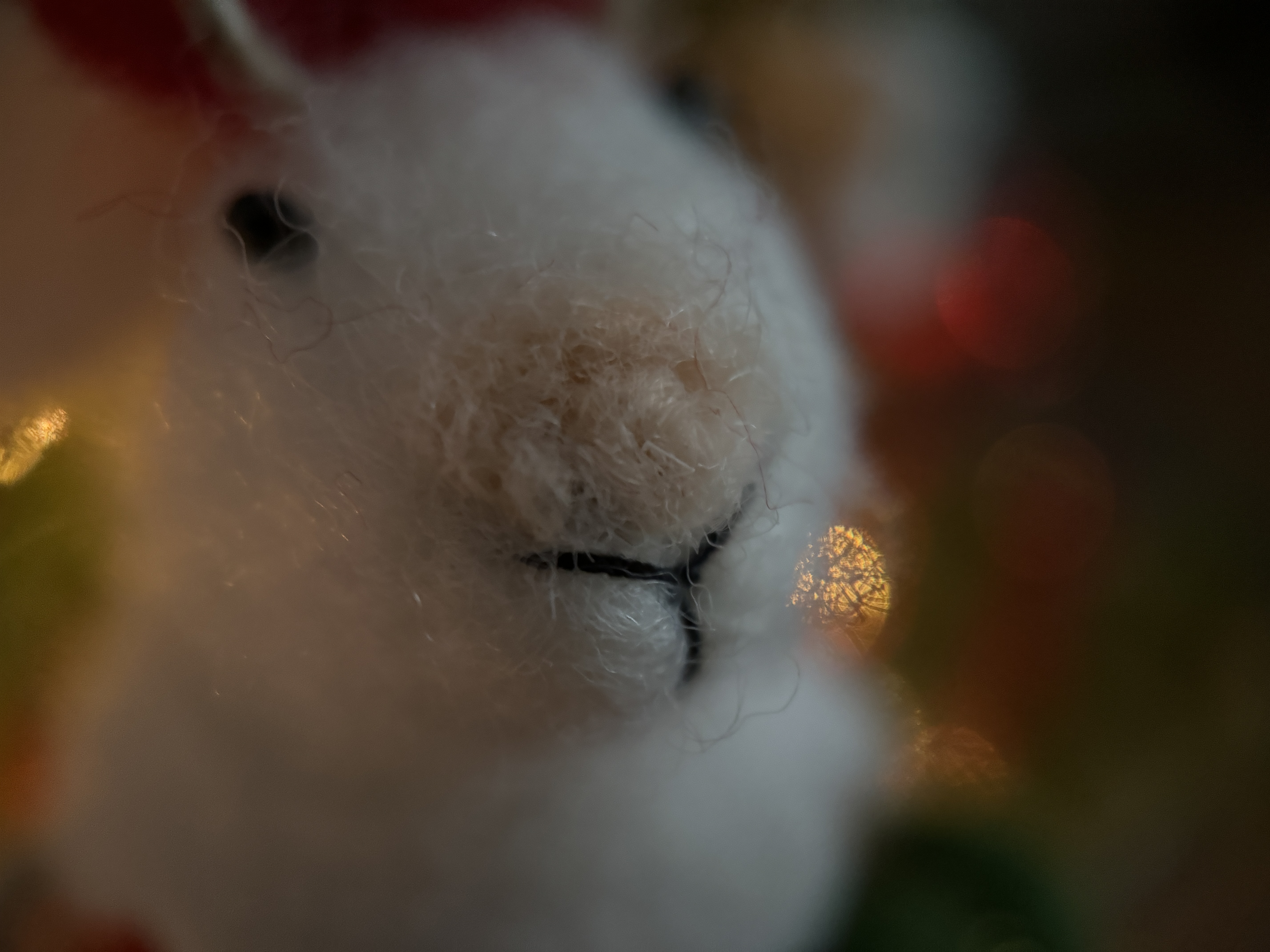 white fuzzy animal ornament