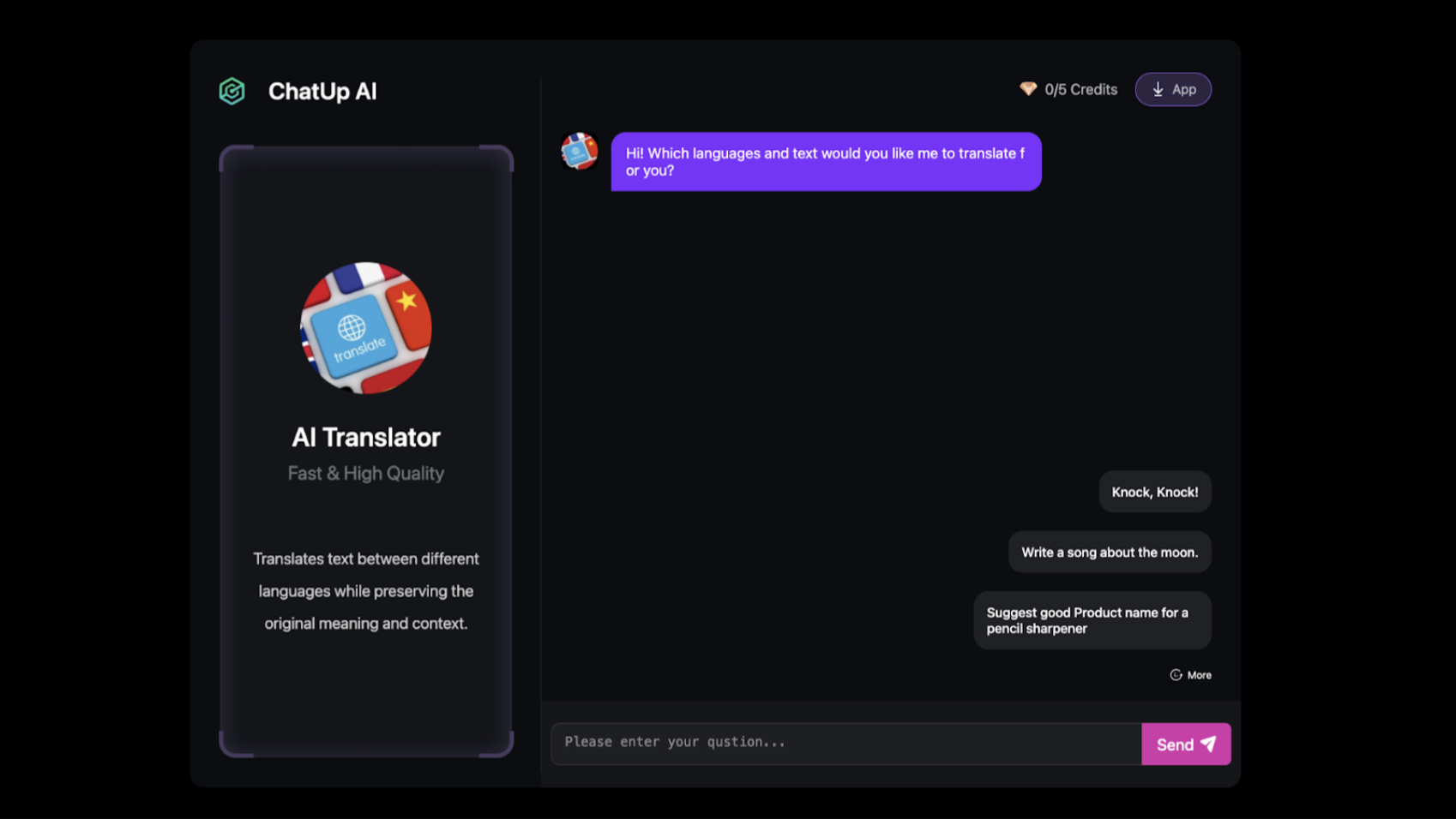 ai translator chat interface