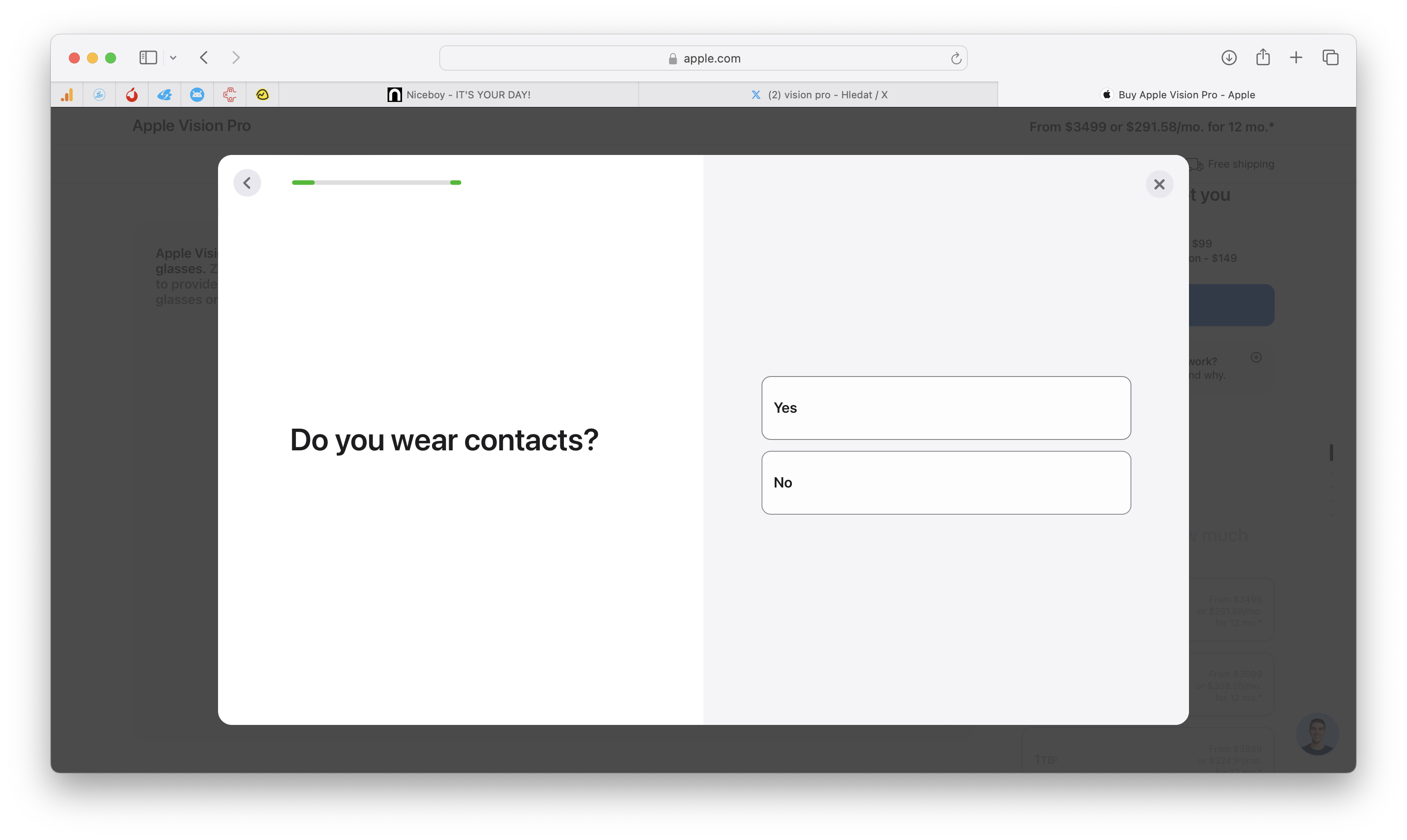 apple vision pro contacts question