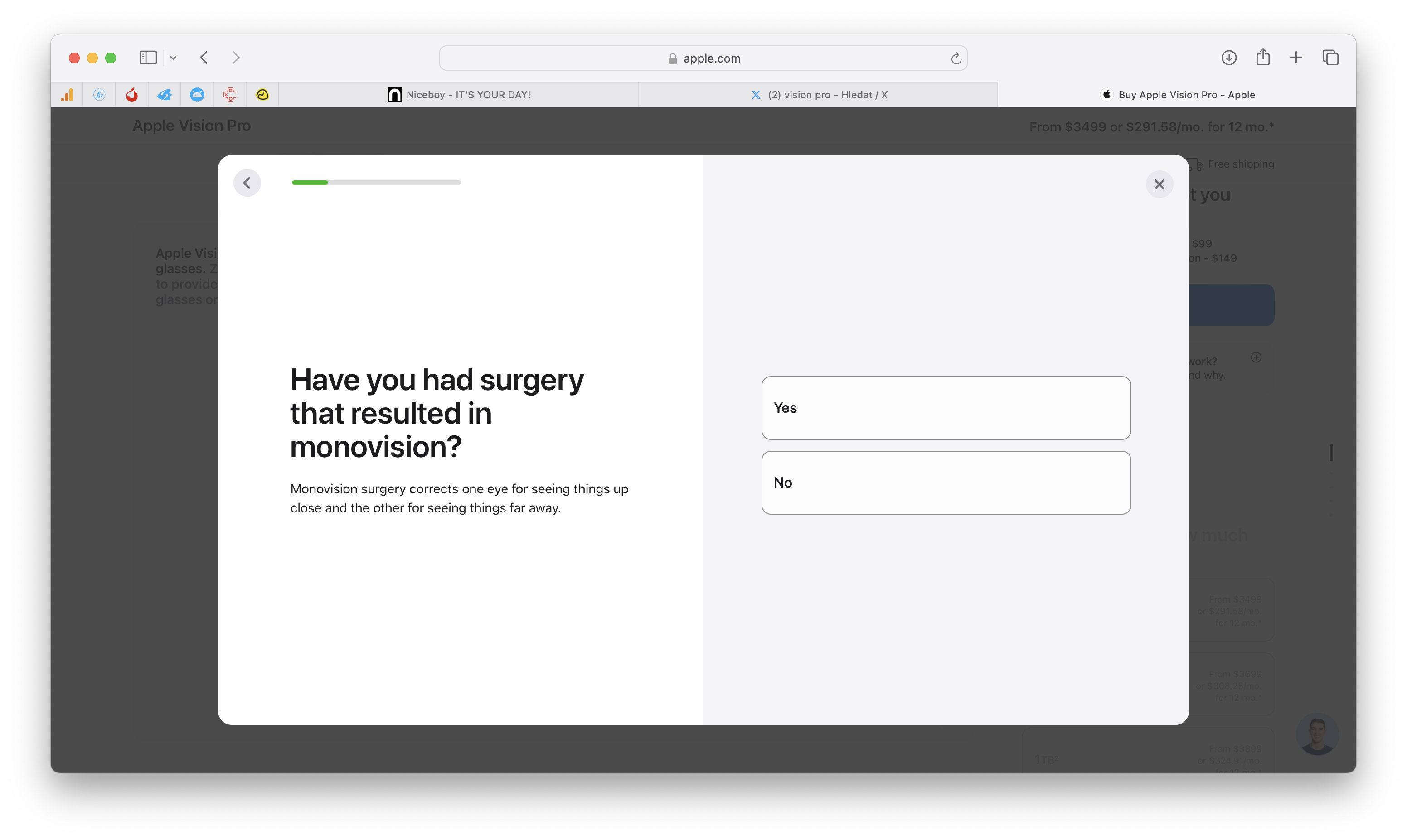apple vision pro monovision question