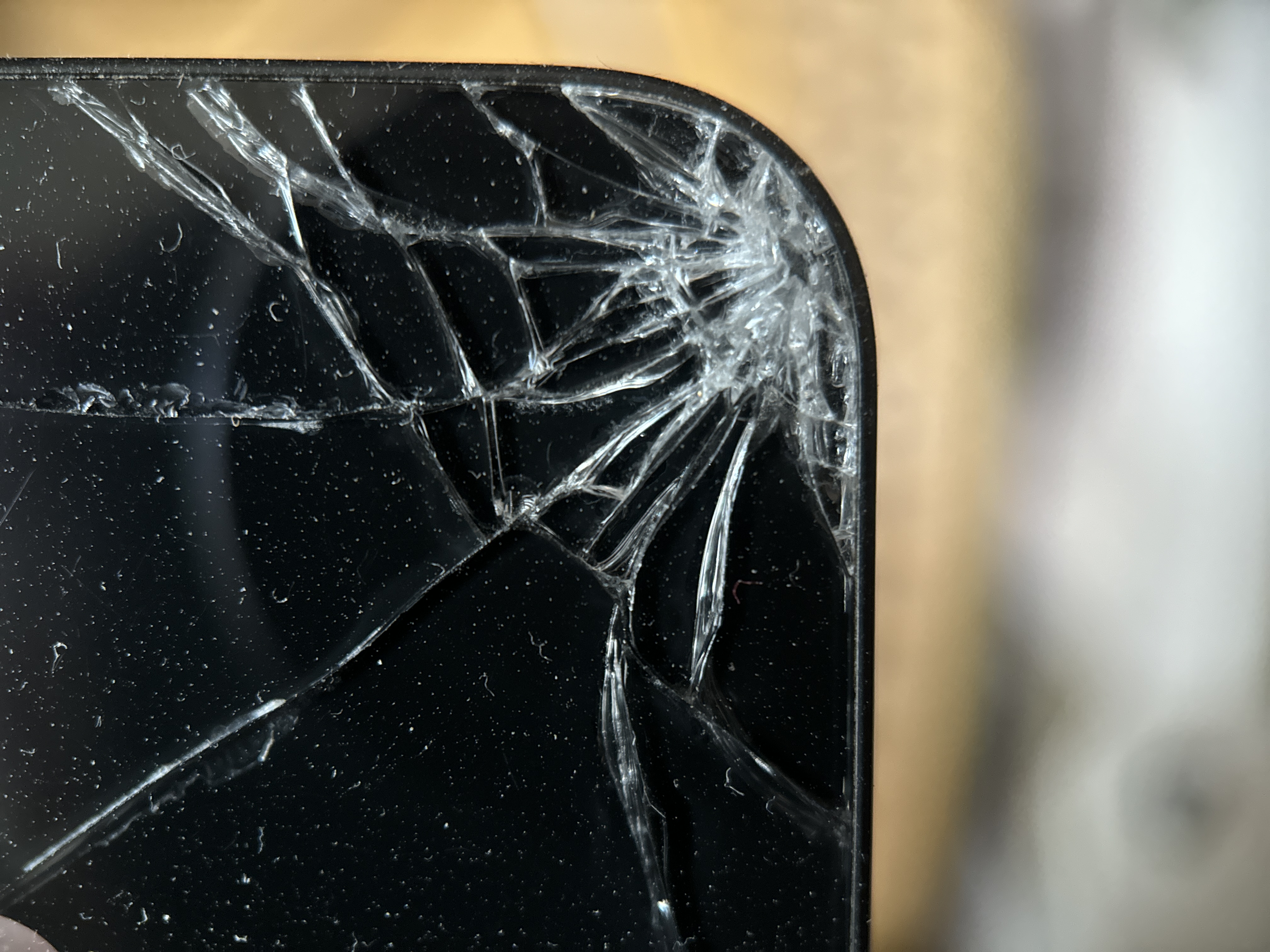 cracked smartphone screen closeup
