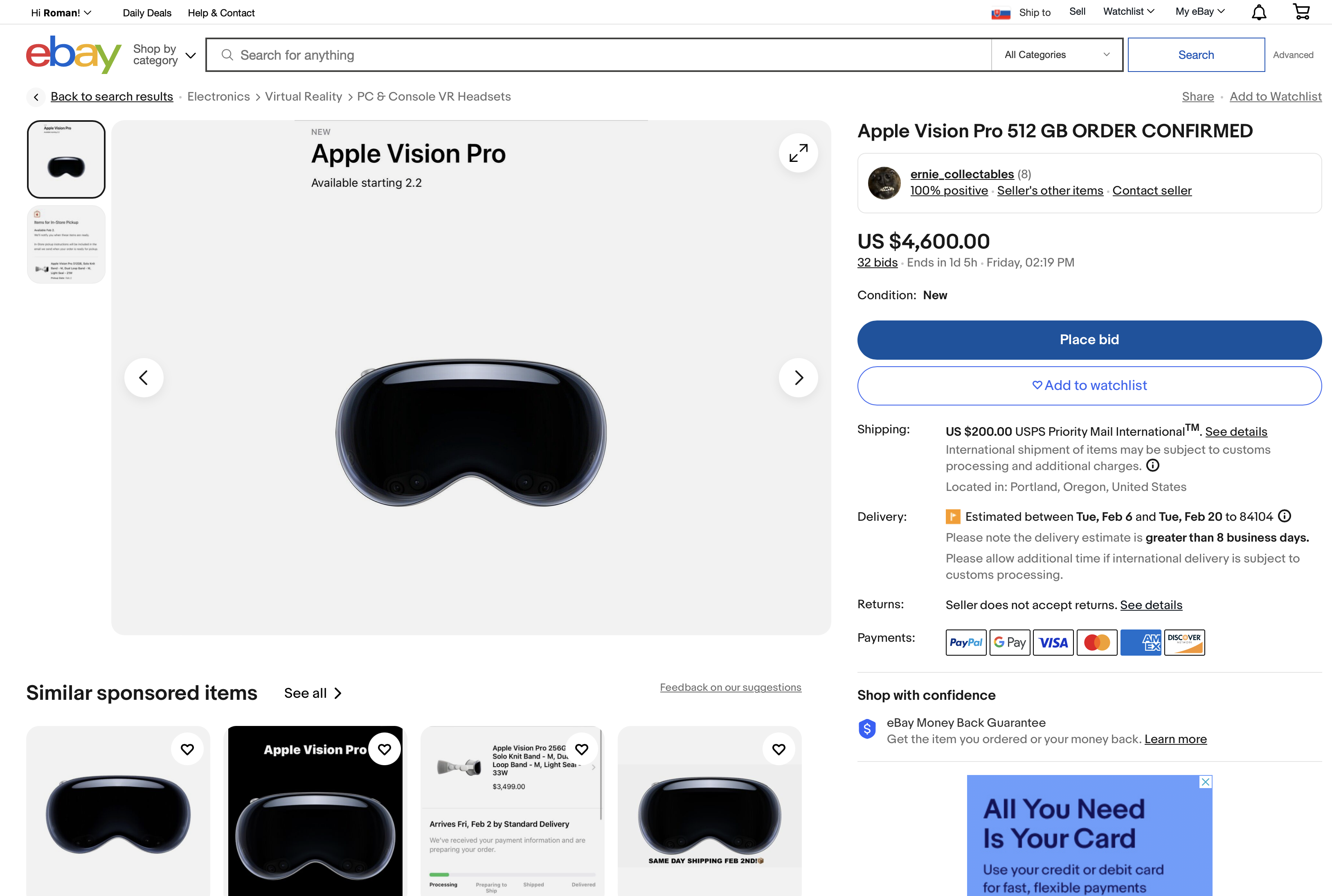 ebay apple vision pro confirmed order