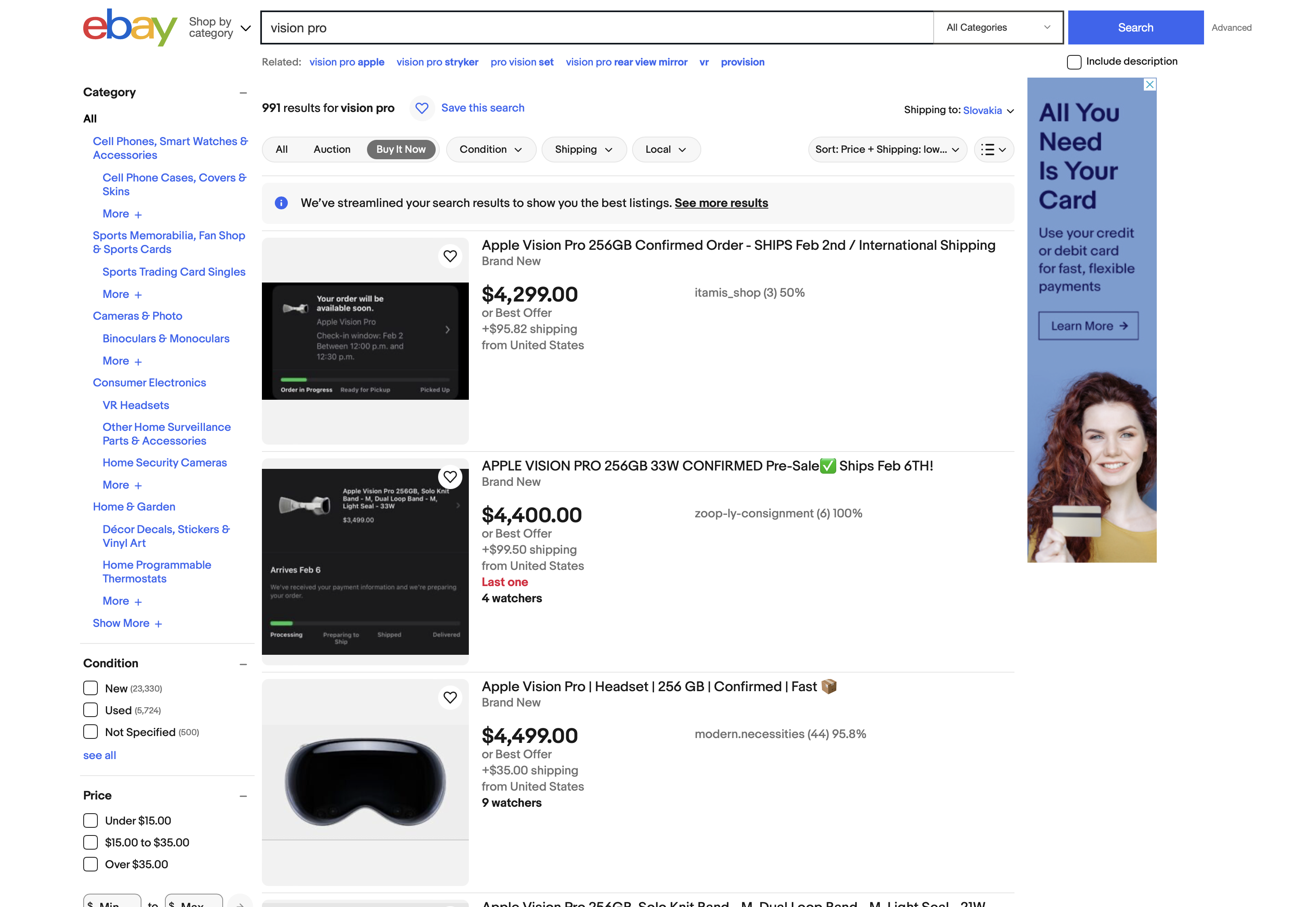 ebay apple vision pro listing