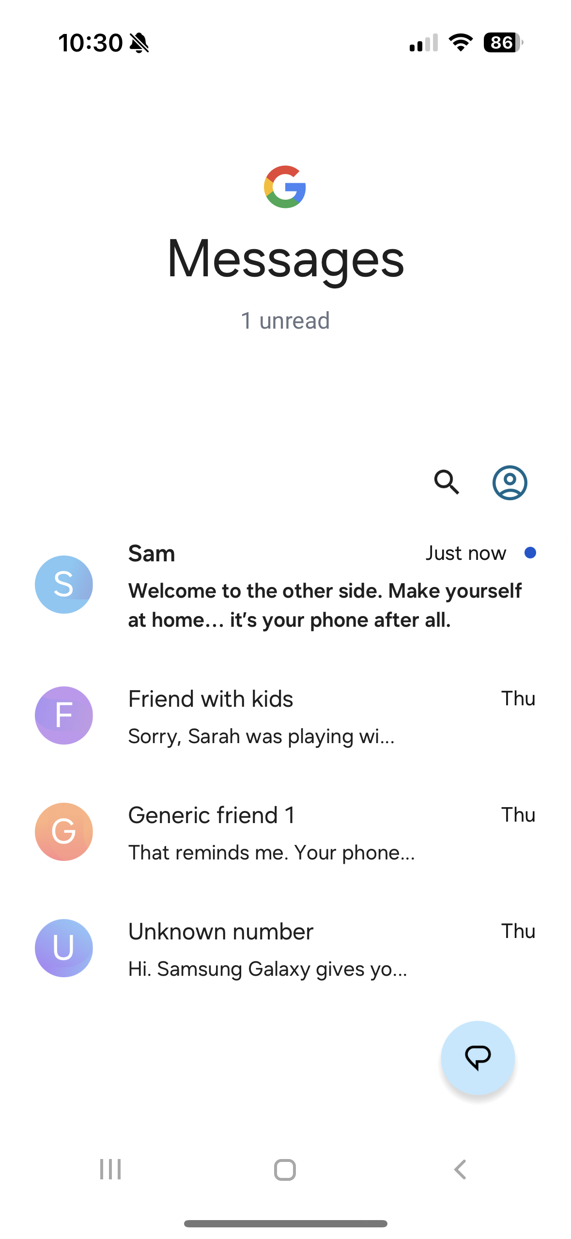 google messages unread