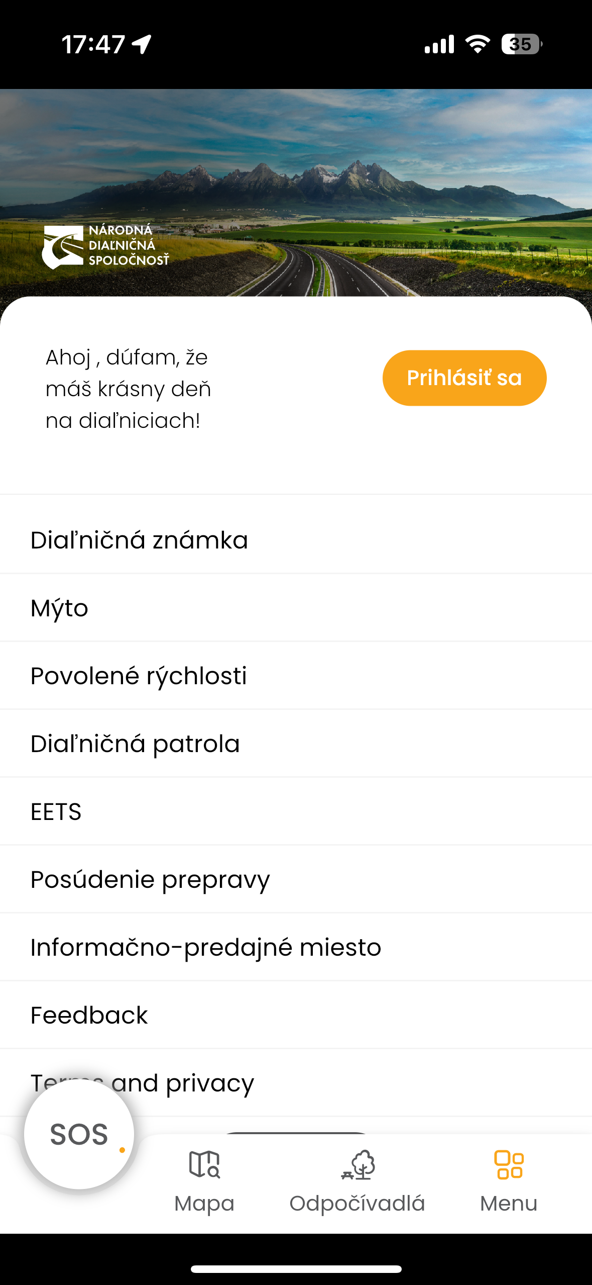 highway services menu