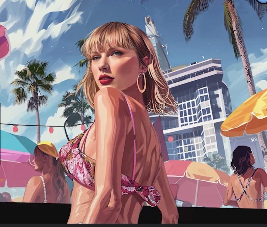 illustration woman beach sunset