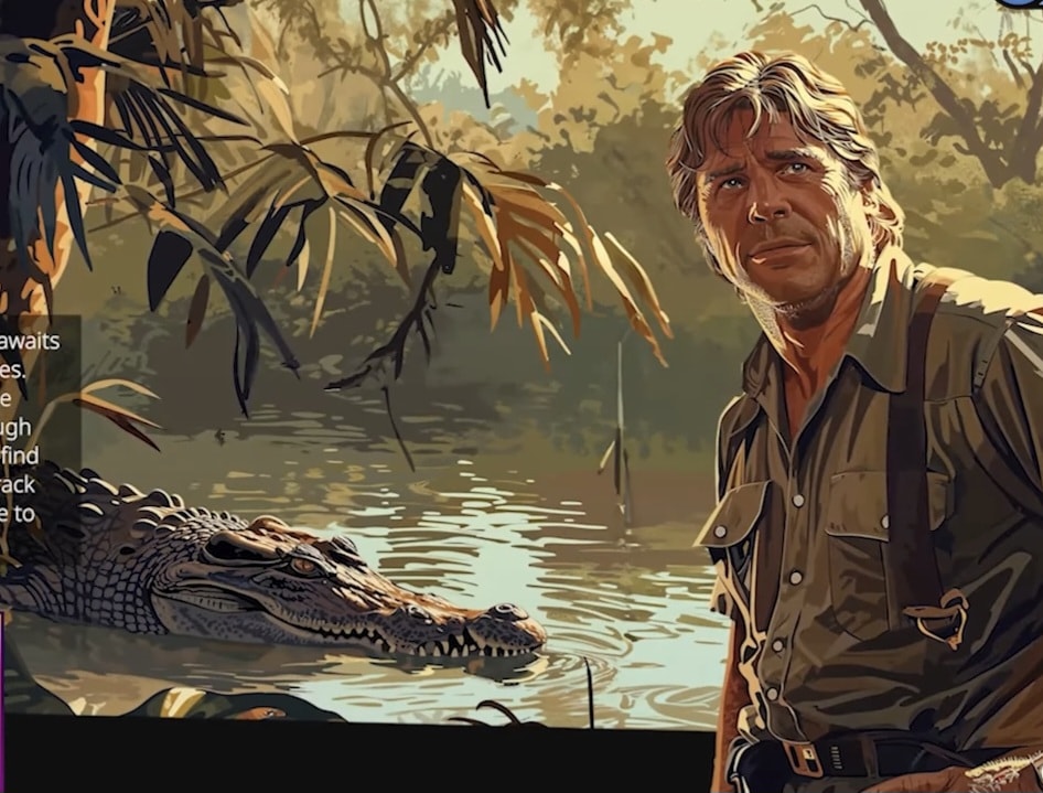 man with crocodile in jungle