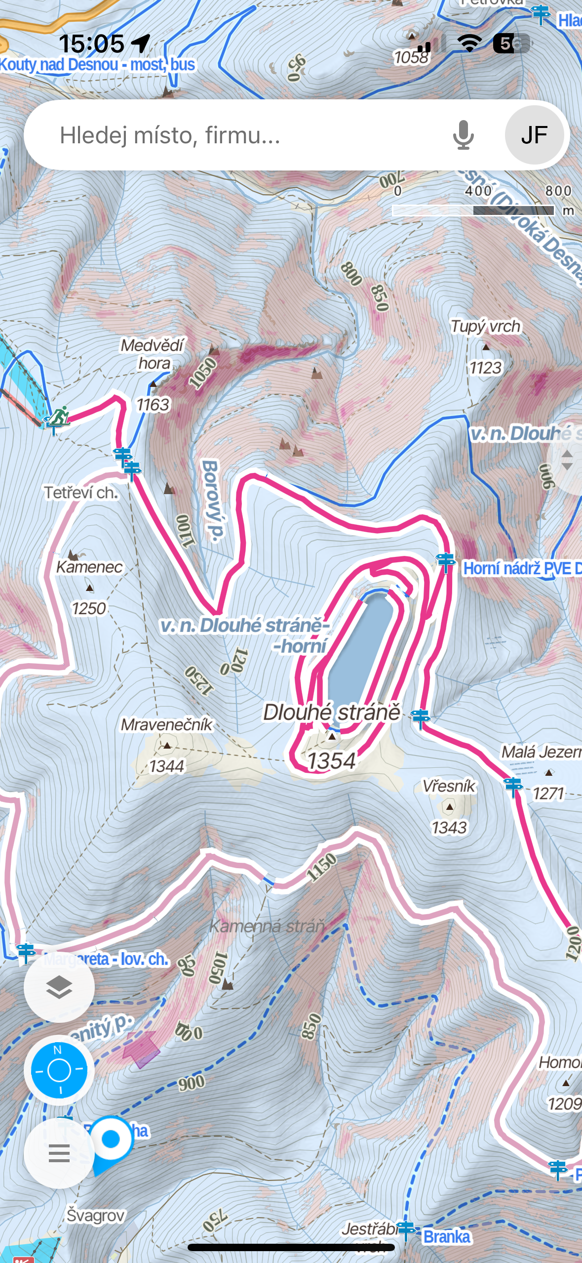 map ski trail dlouhe strane