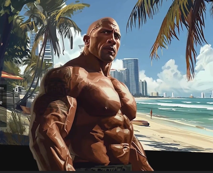 muscular man on beach