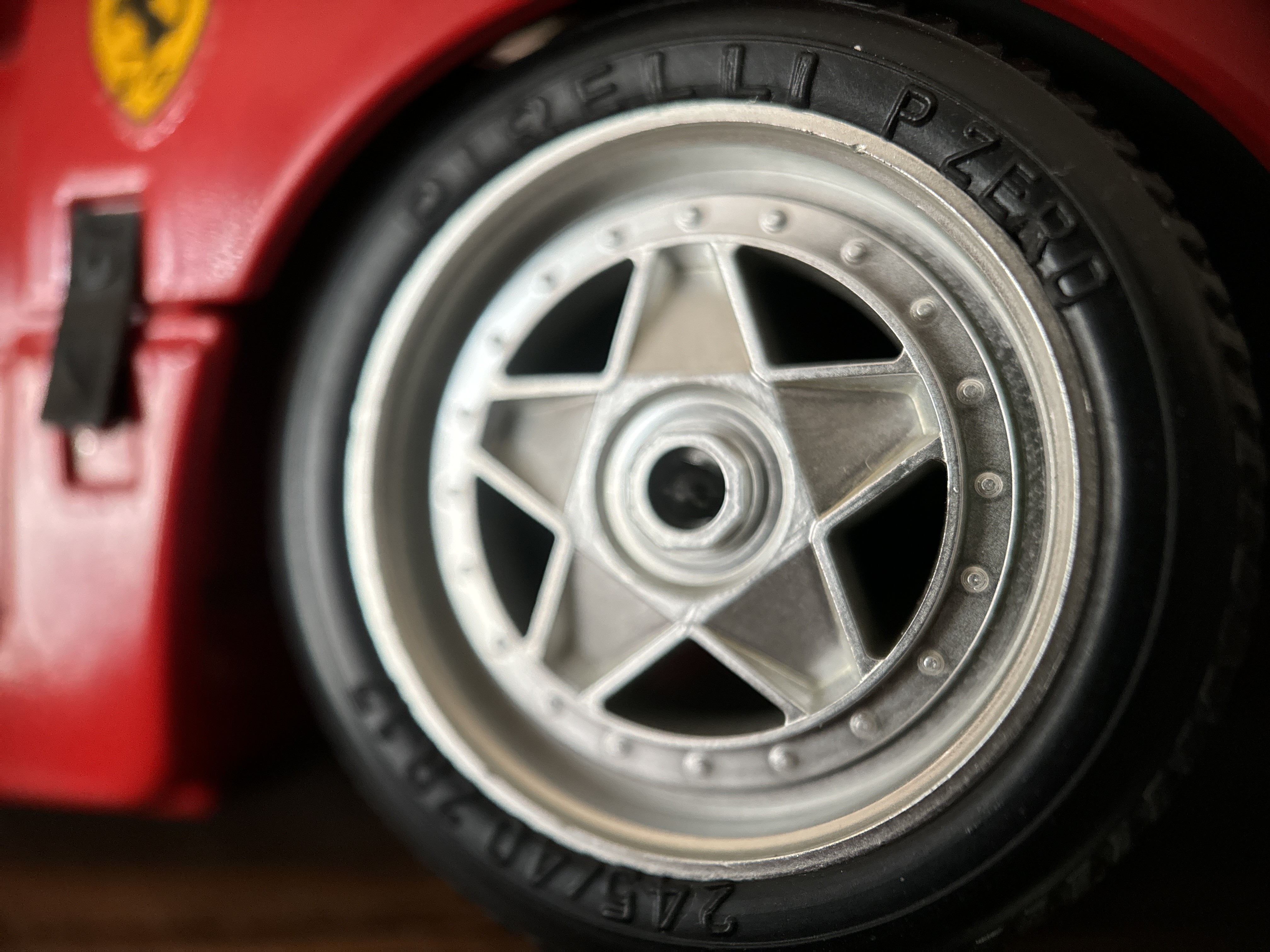 red car wheel closeup