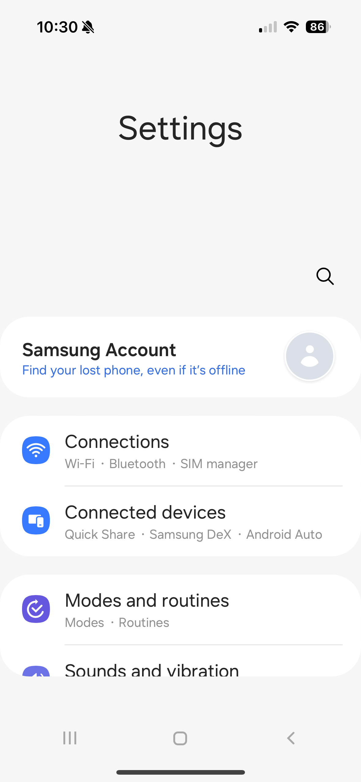 samsung settings menu