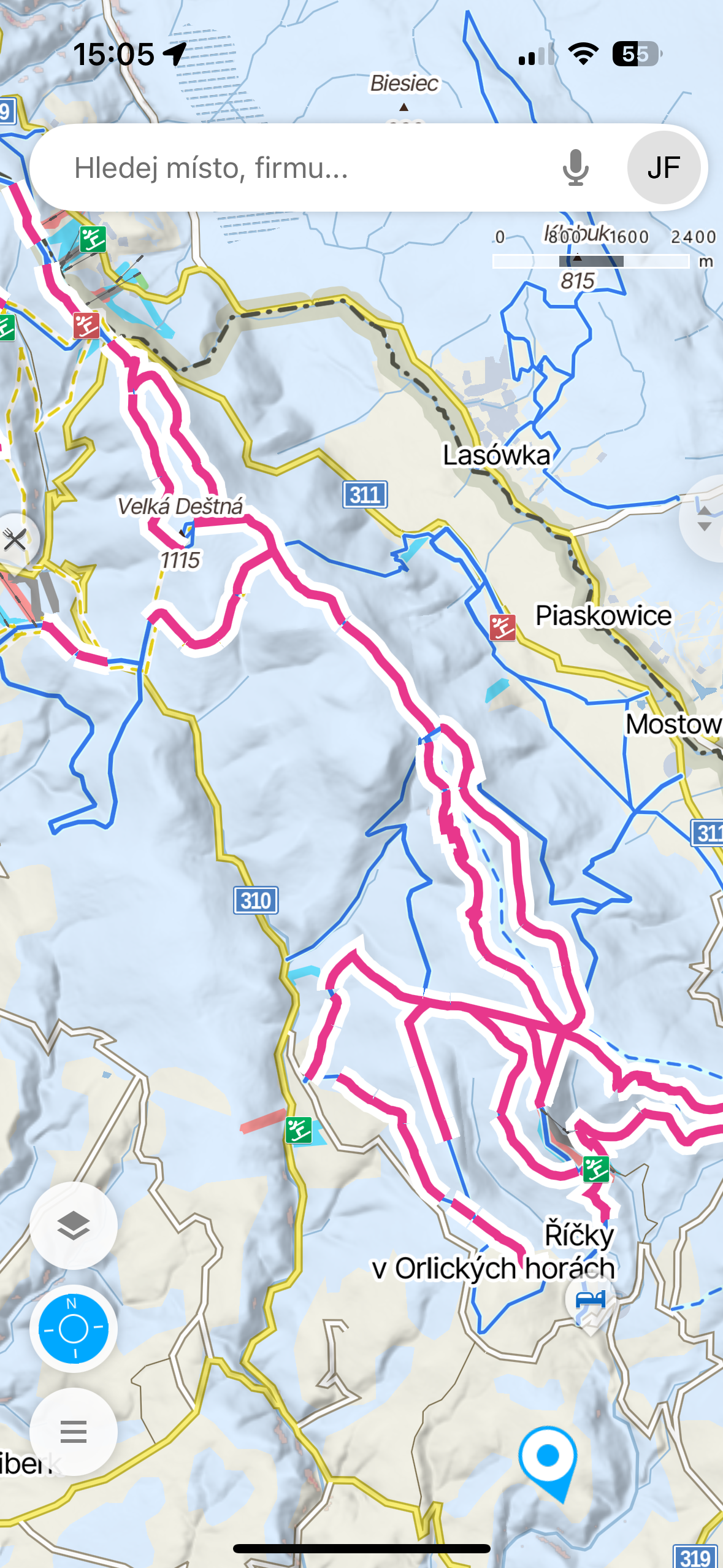 velka destna trail map