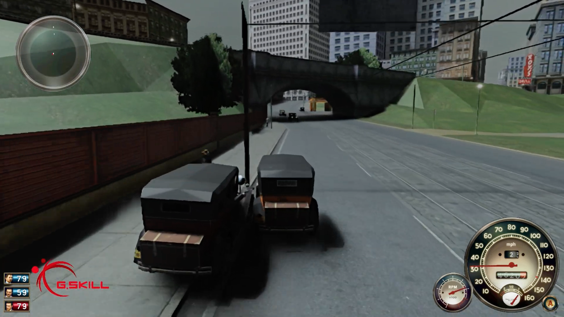 vintage cars under bridge