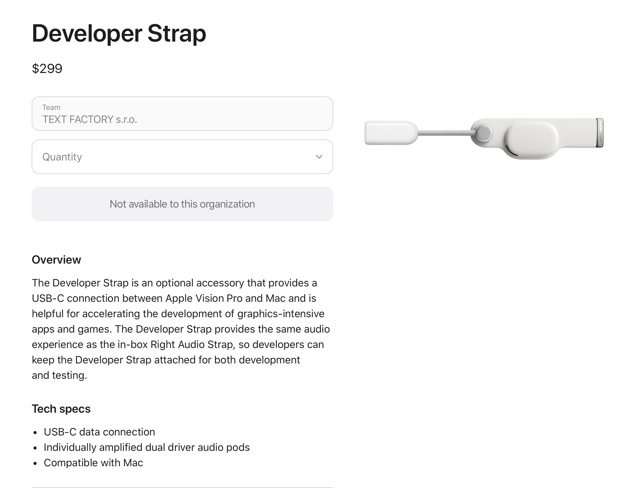 Vision Pro developer strap