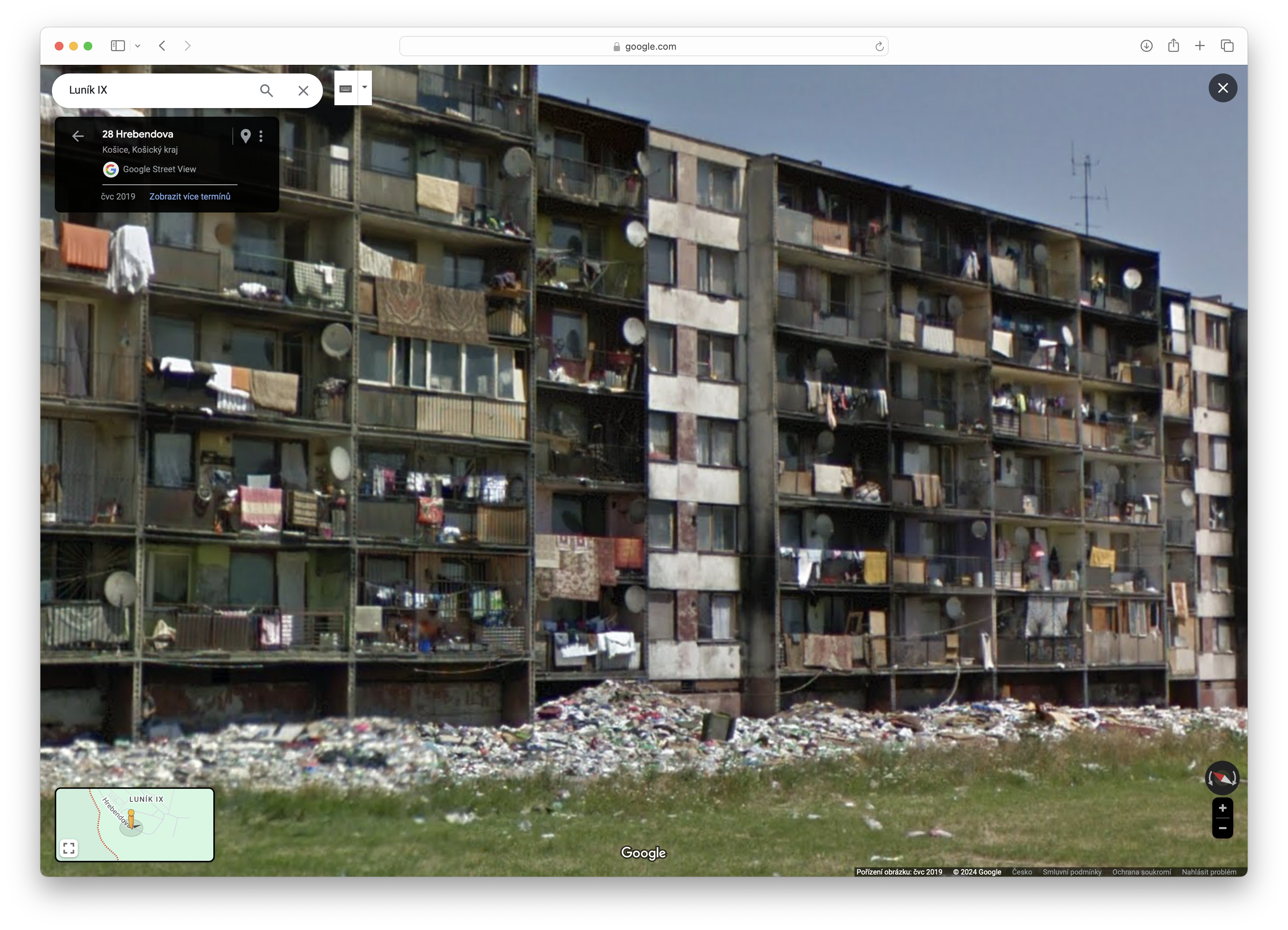 apartment building with trash