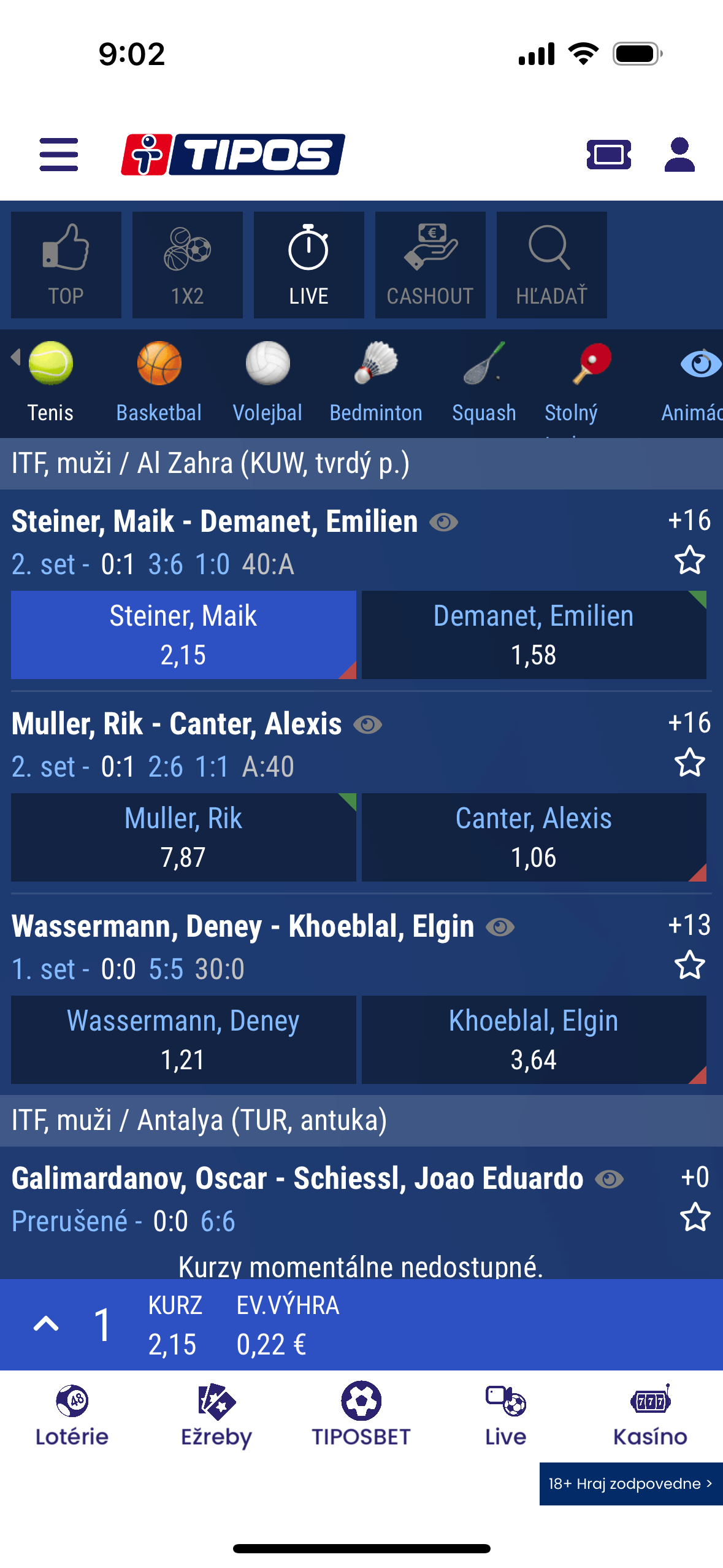 betting app live odds