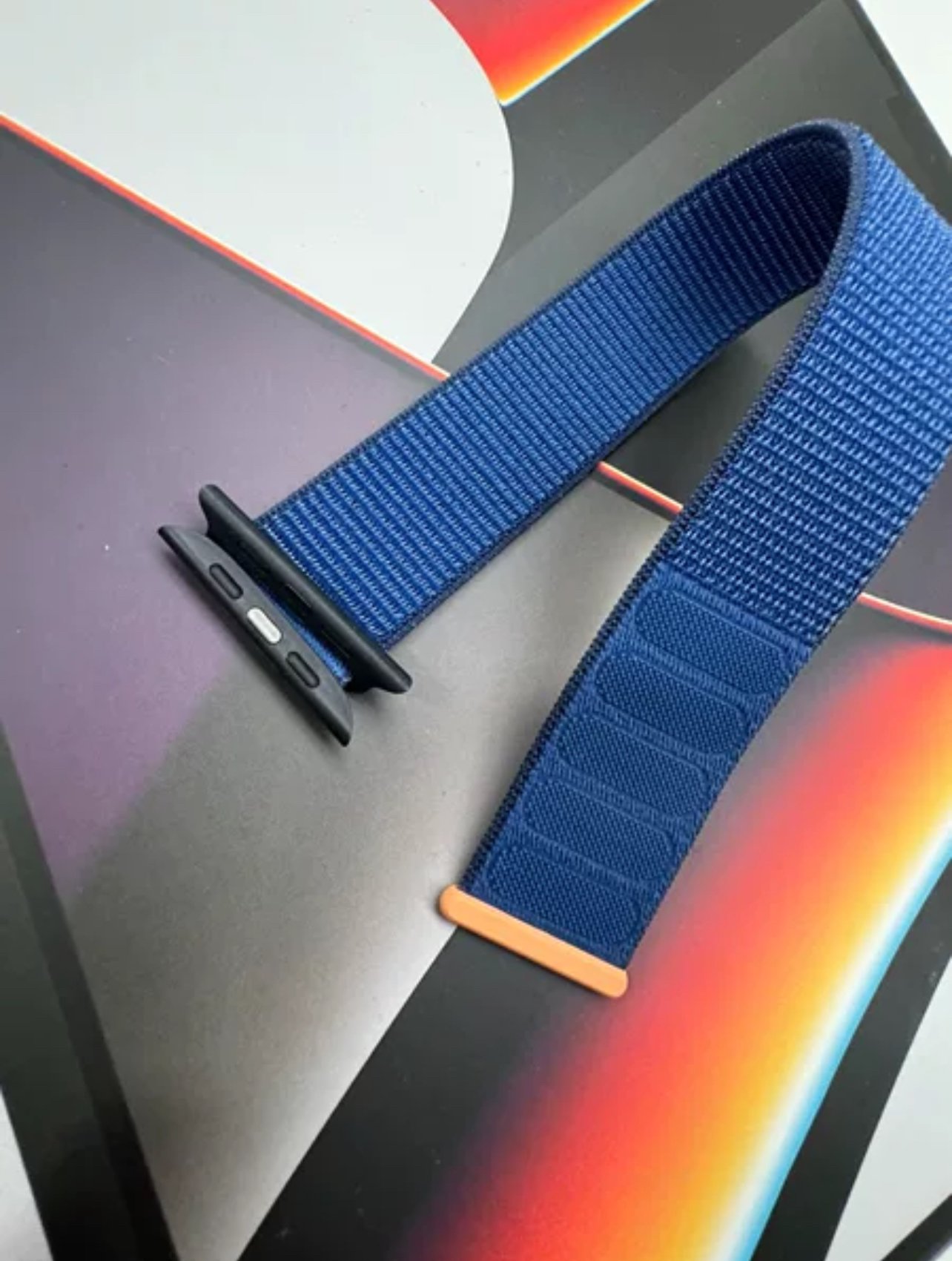 blue watch band closeup