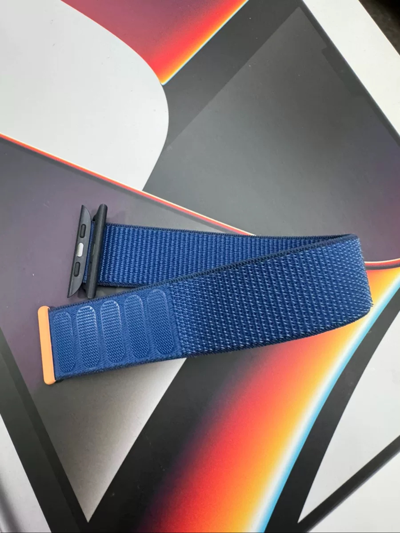 blue watch band on box