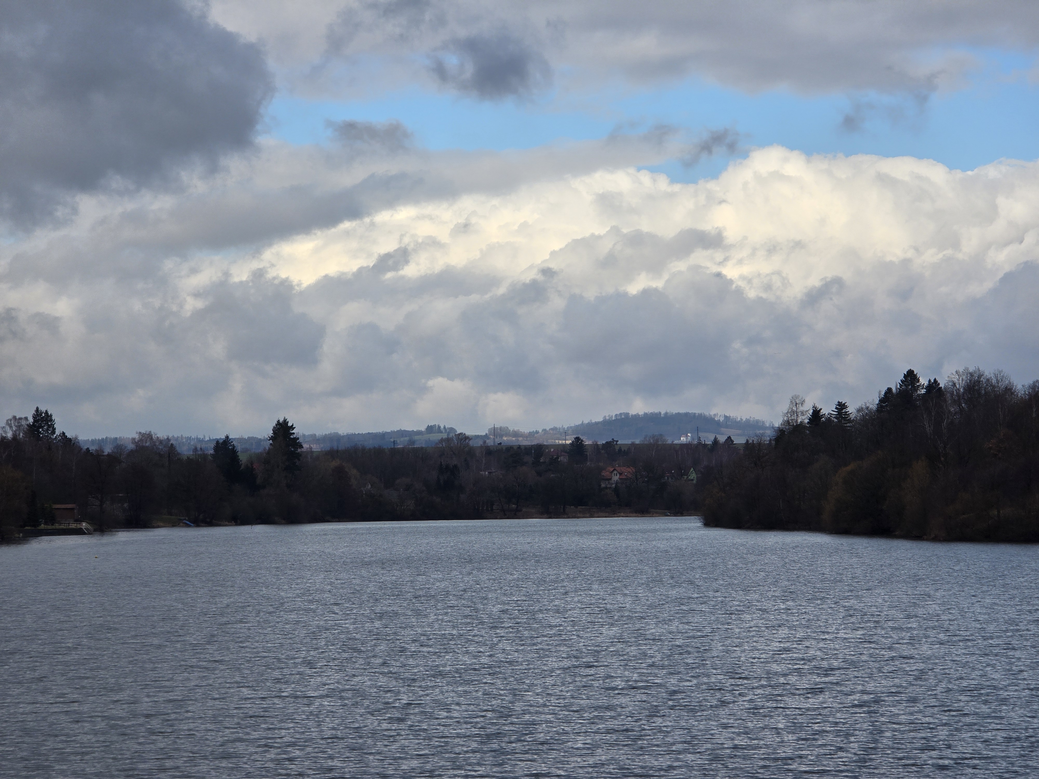 calm river cloudy sky