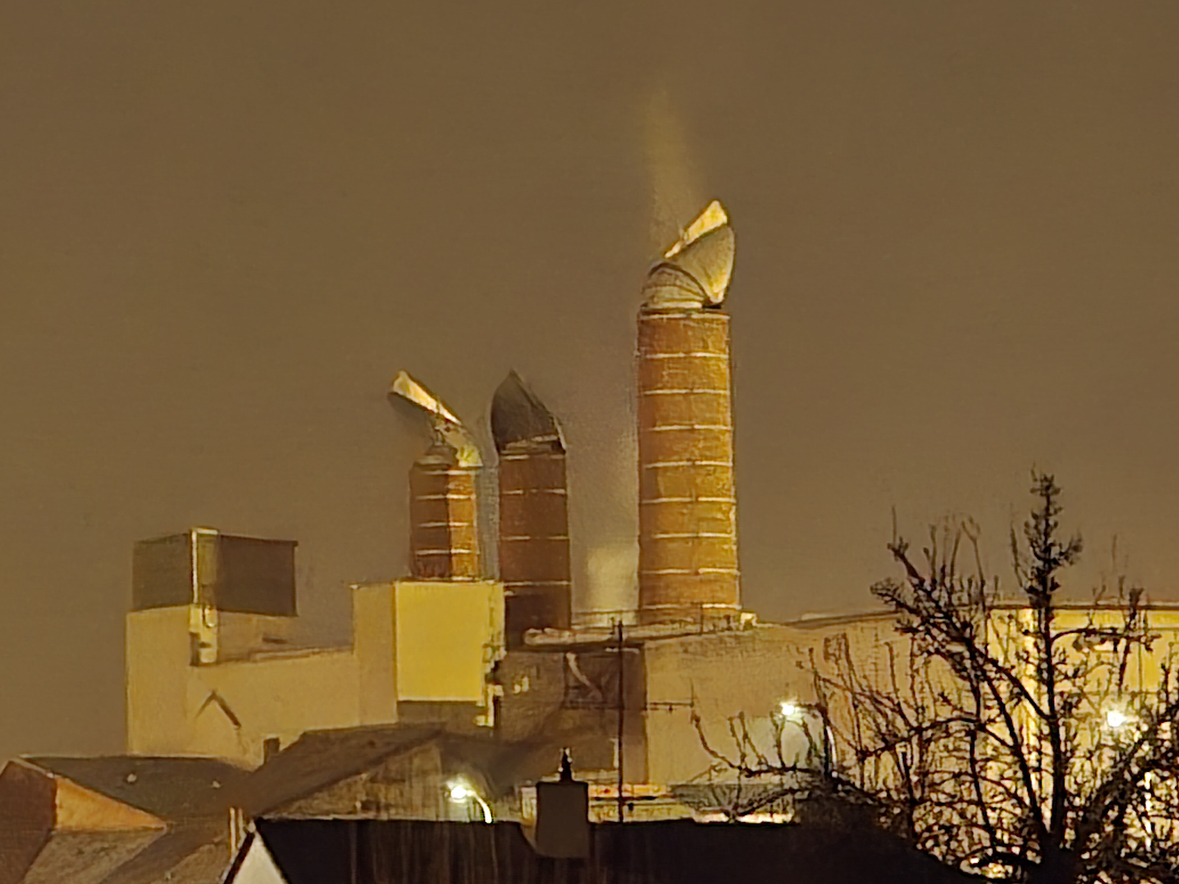 closeup industrial chimneys