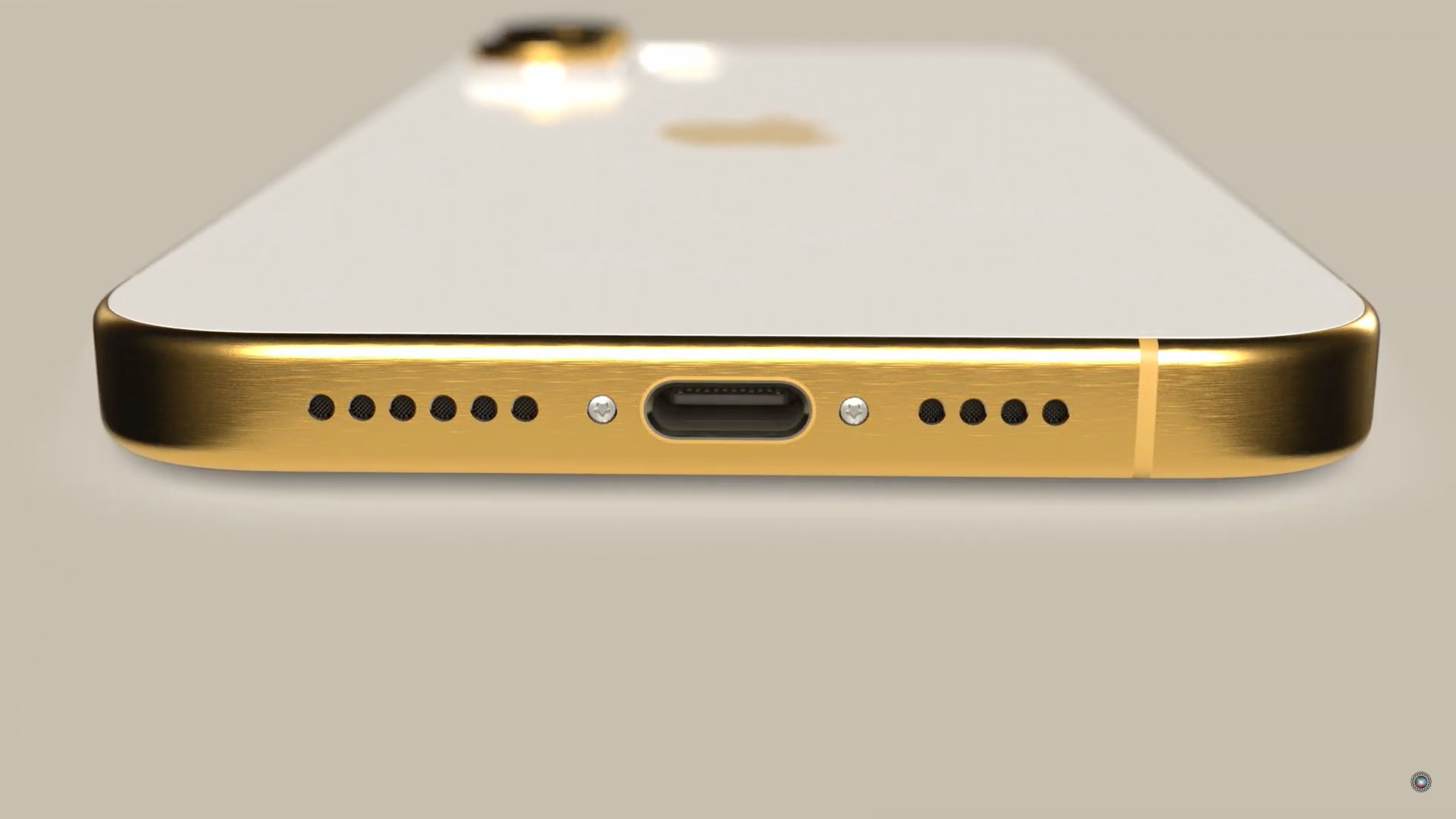 gold smartphone bottom view