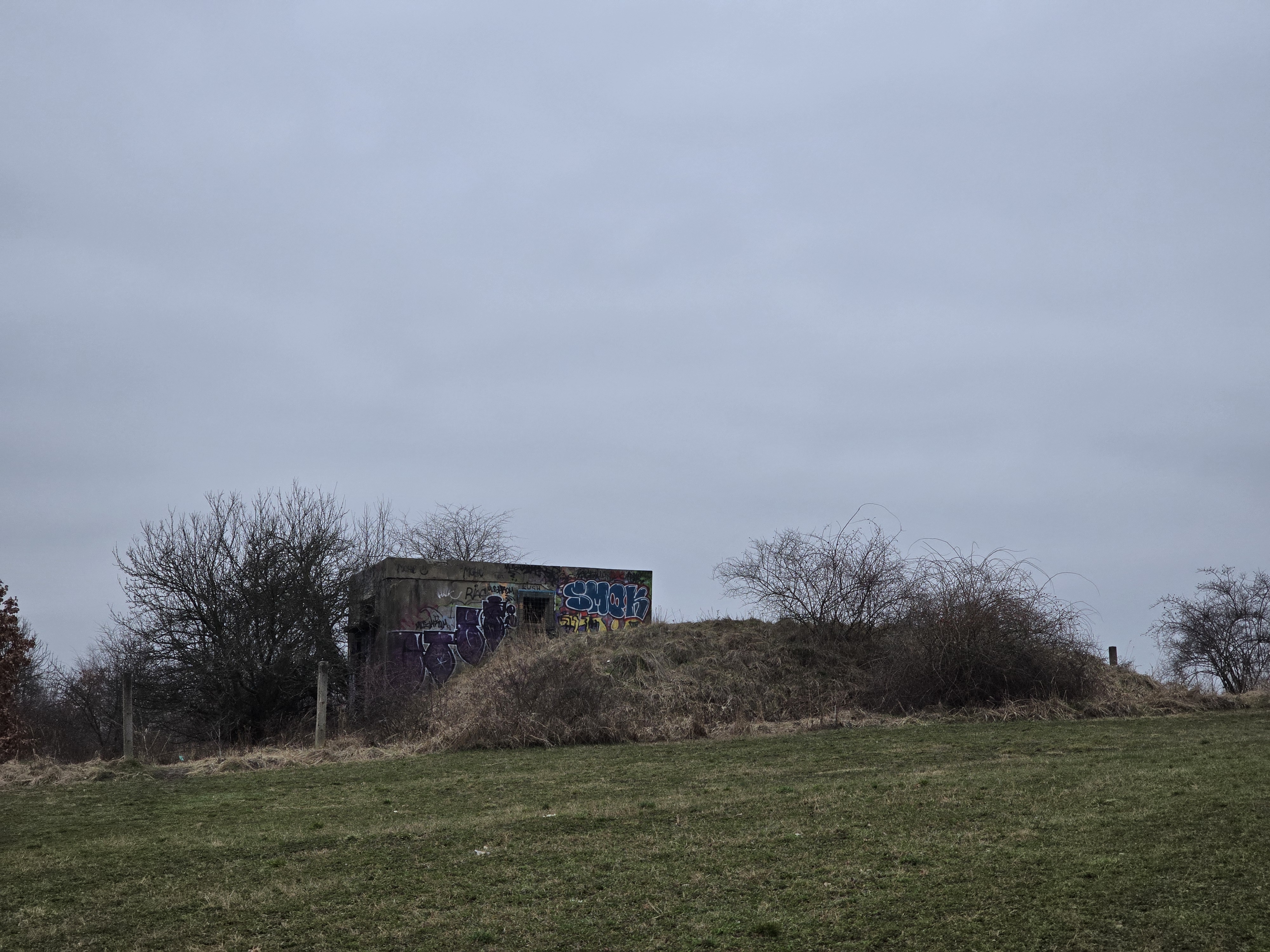 graffiti covered bunker