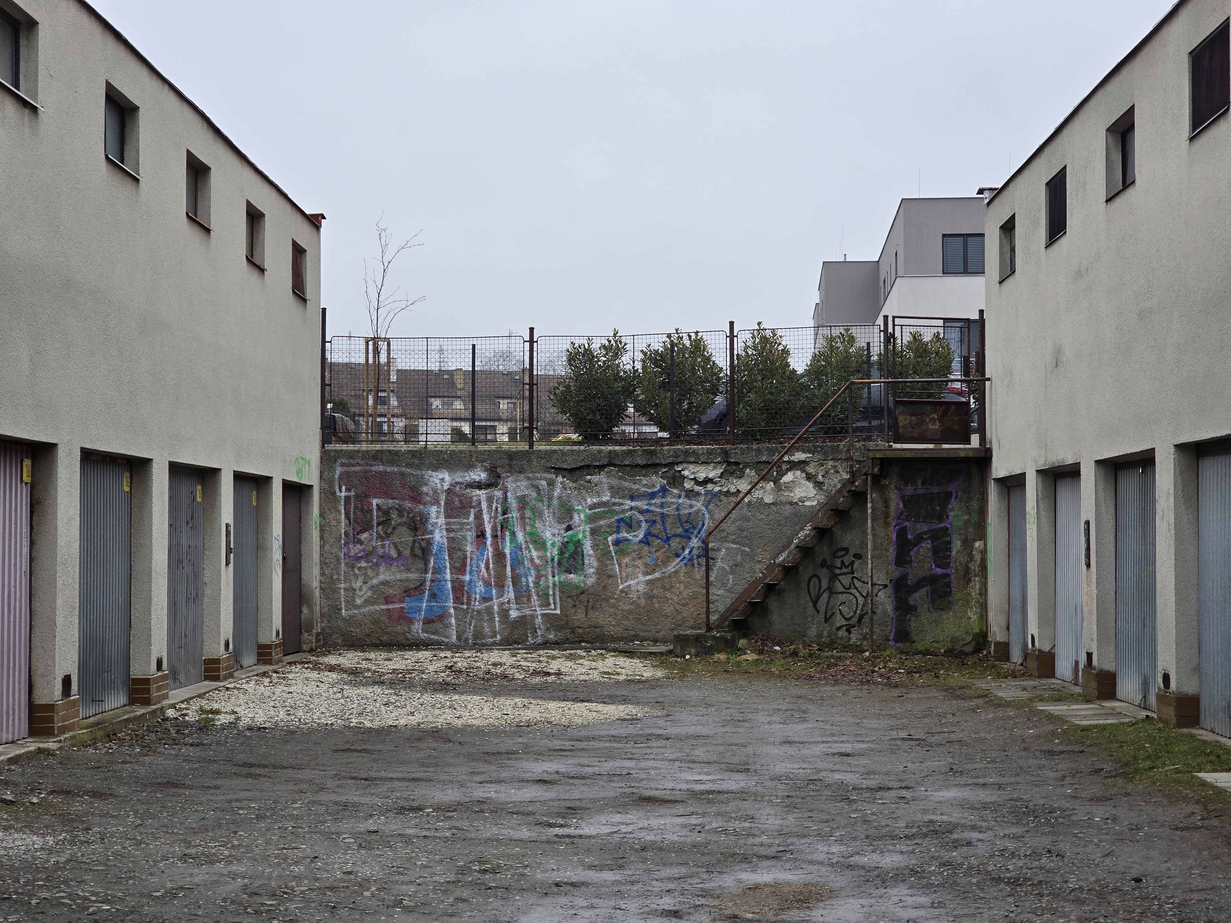 graffiti on wall with stairs