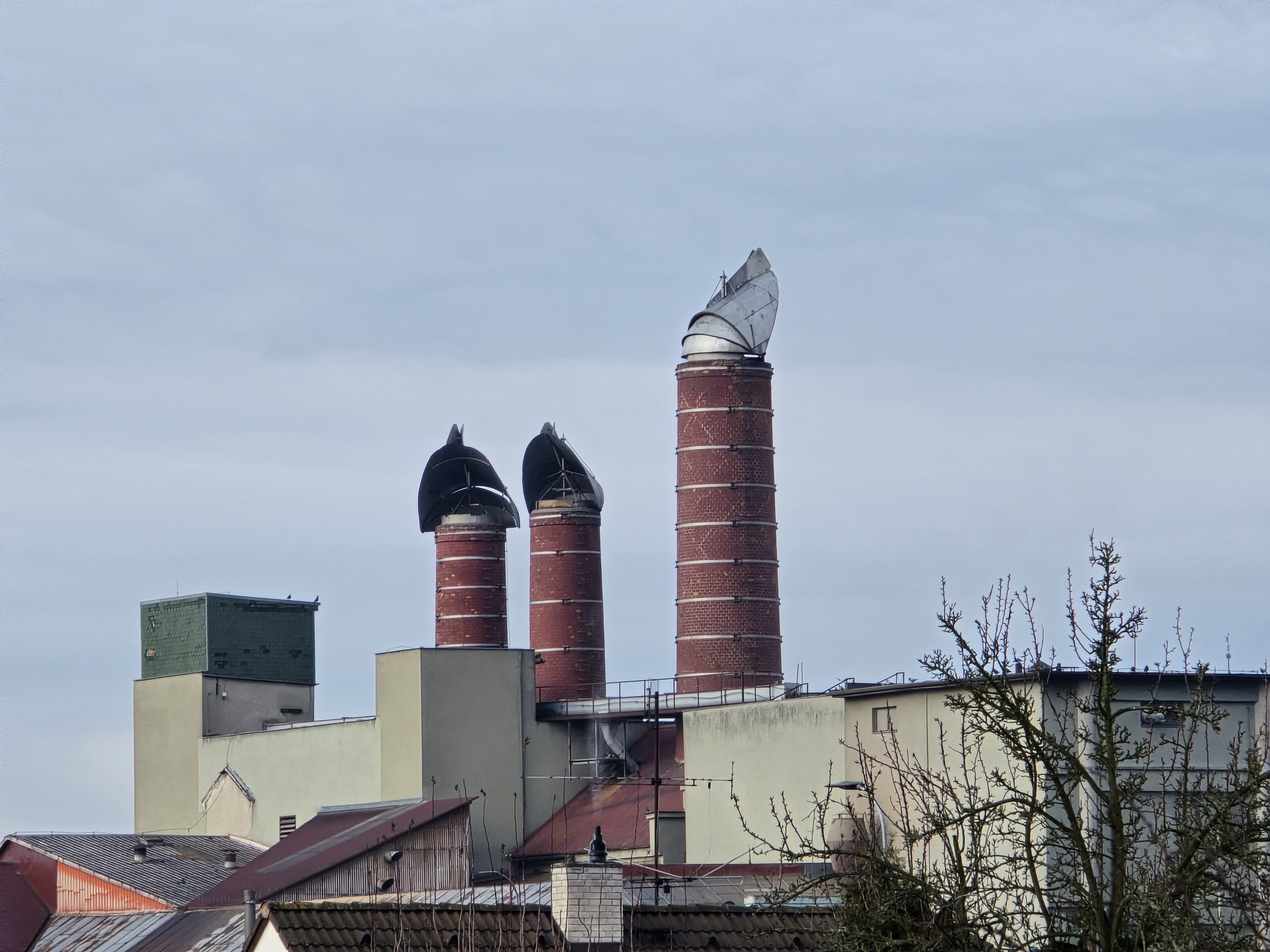 industrial chimneys sky
