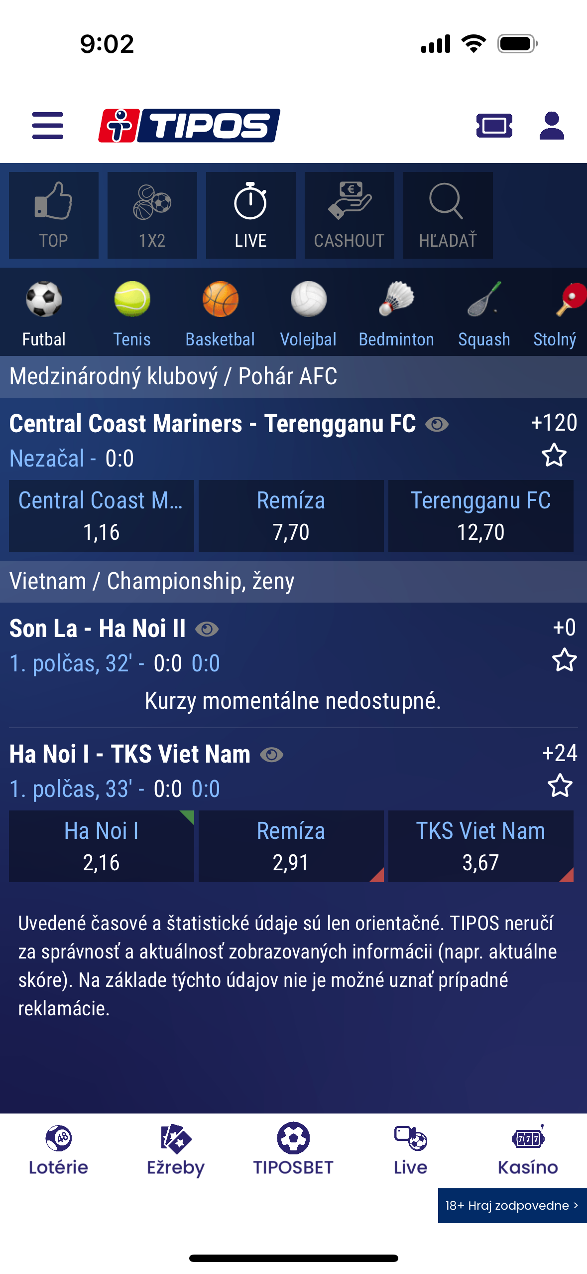 live tennis betting screen