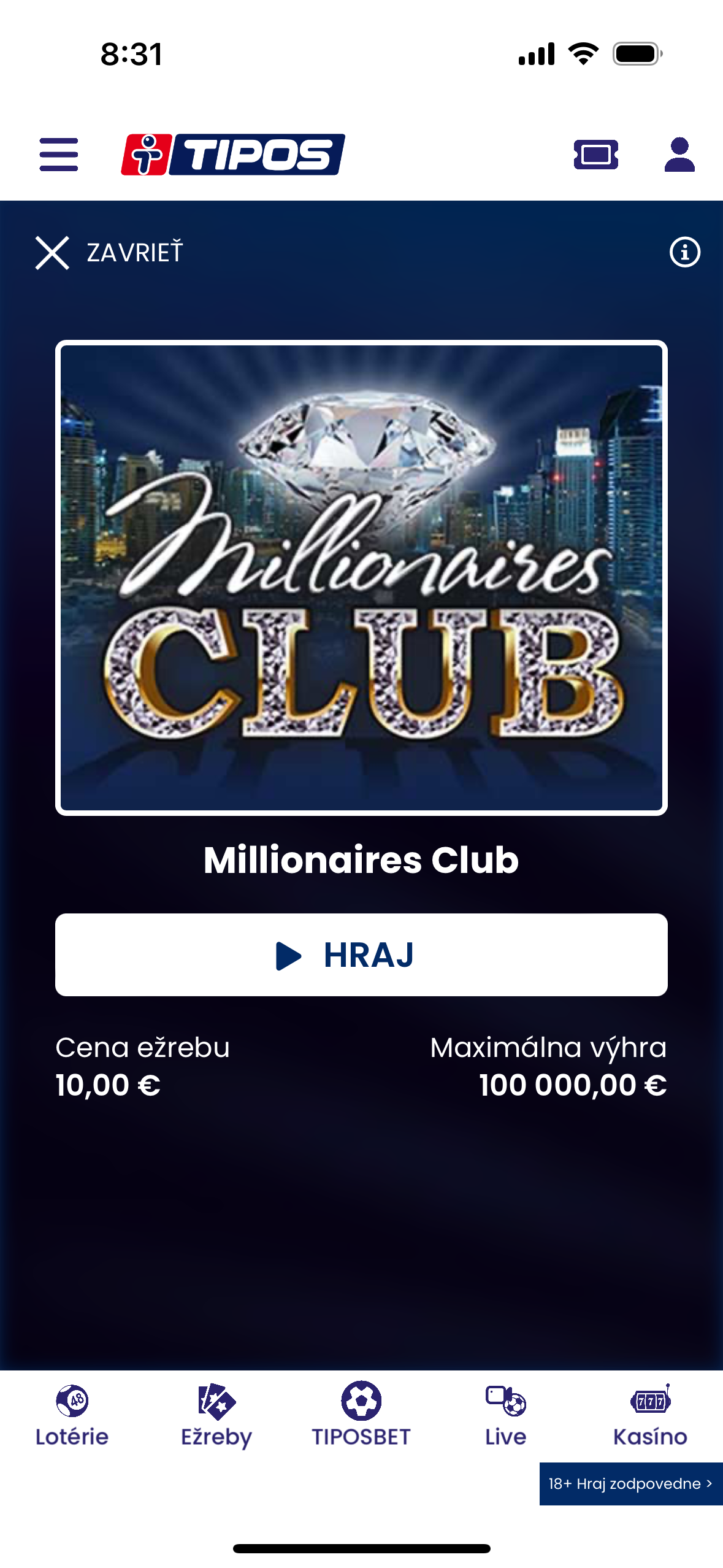 lottery game millionaires club