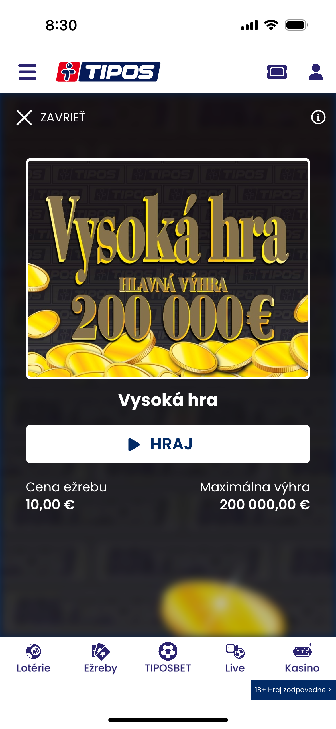 lottery game vysoka hra