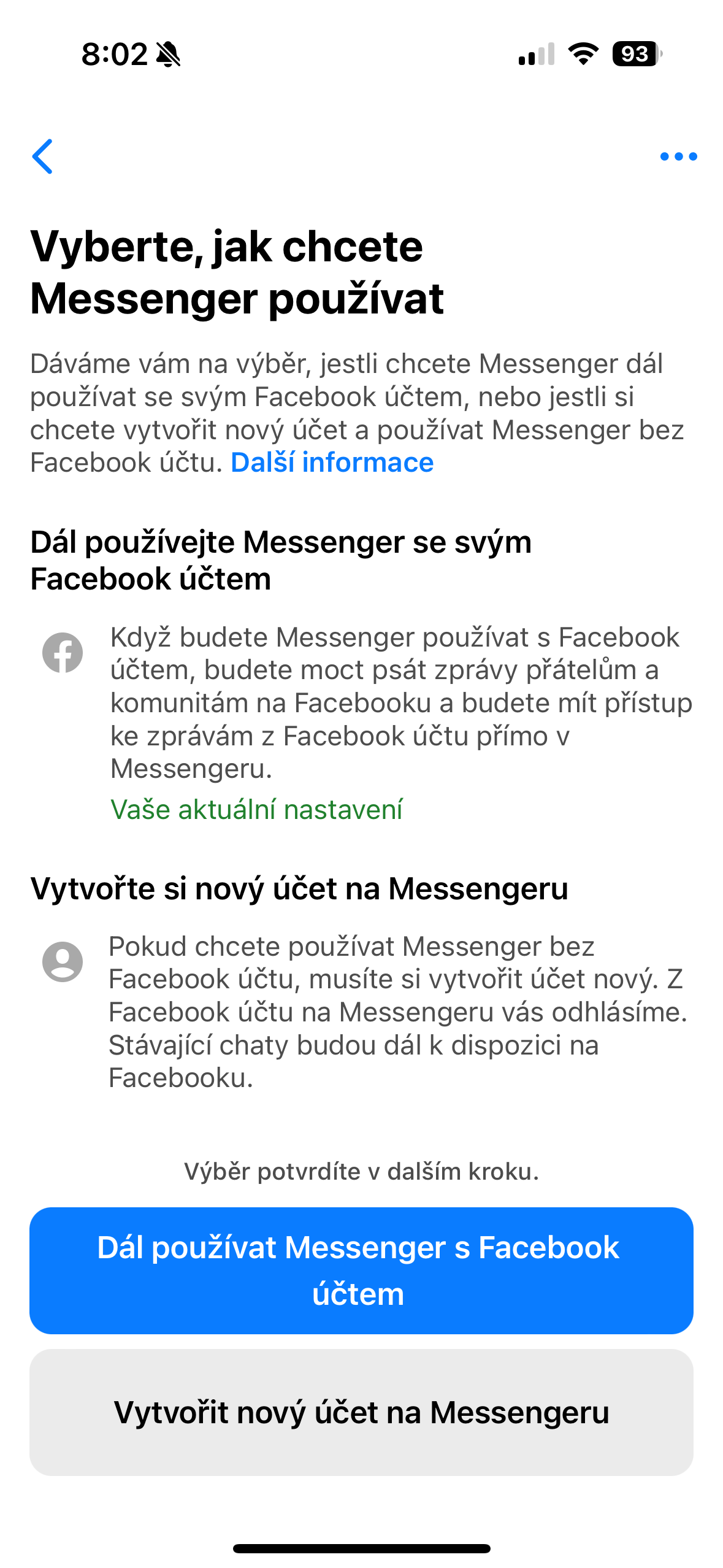 messenger account options
