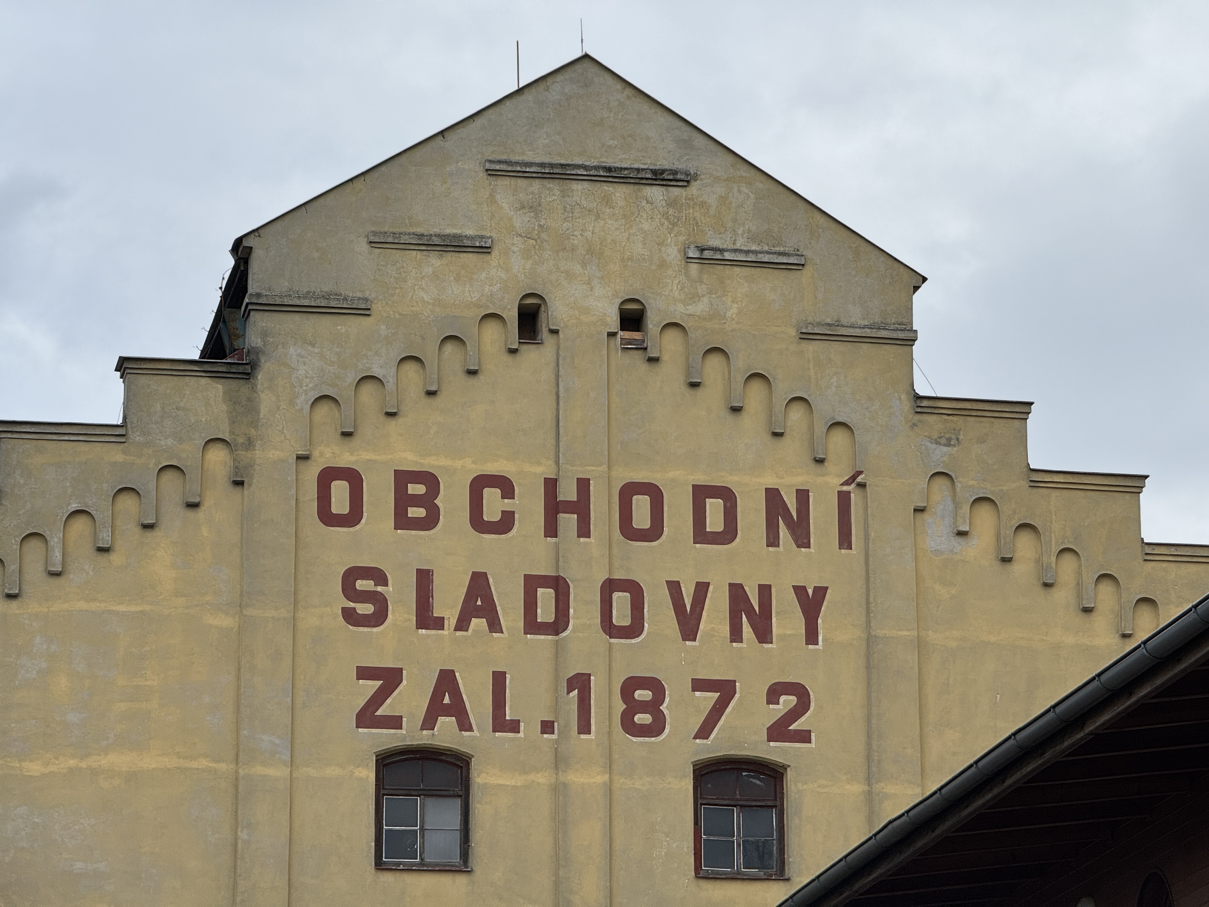 old building with sign