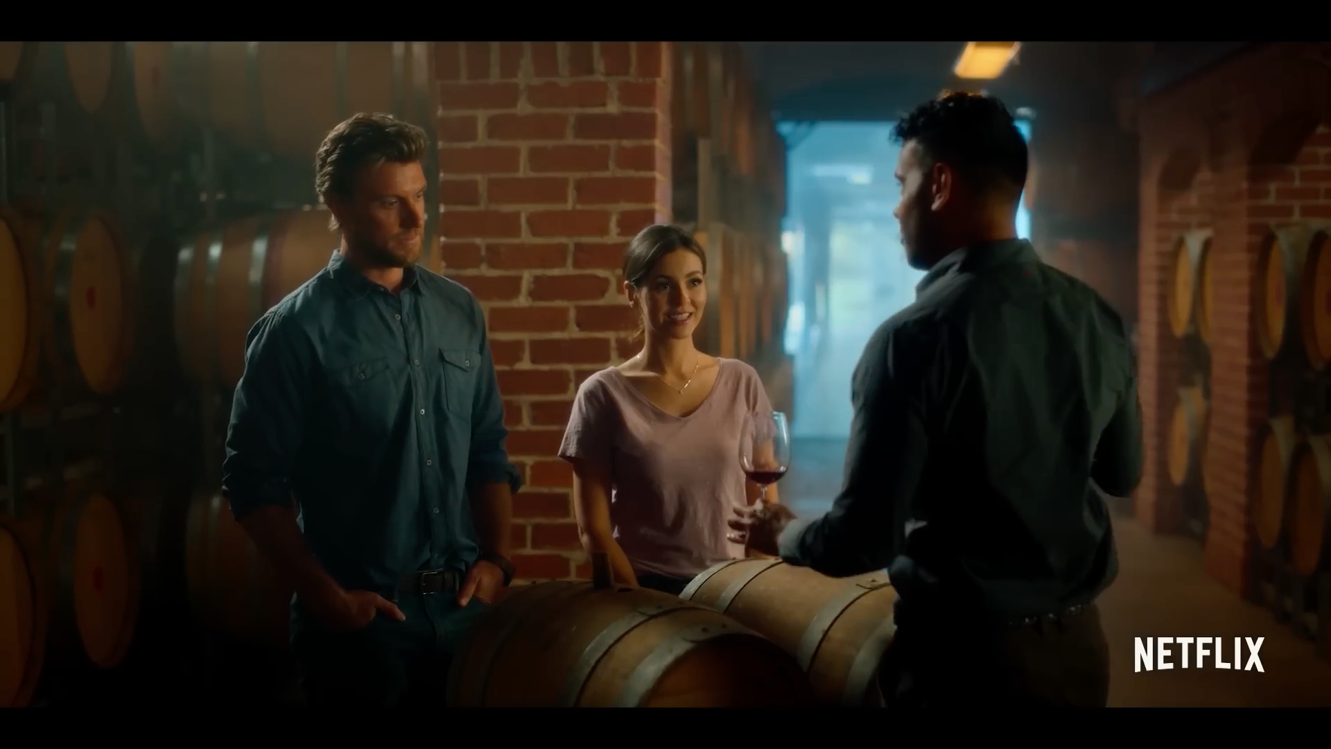 people tasting wine in cellar