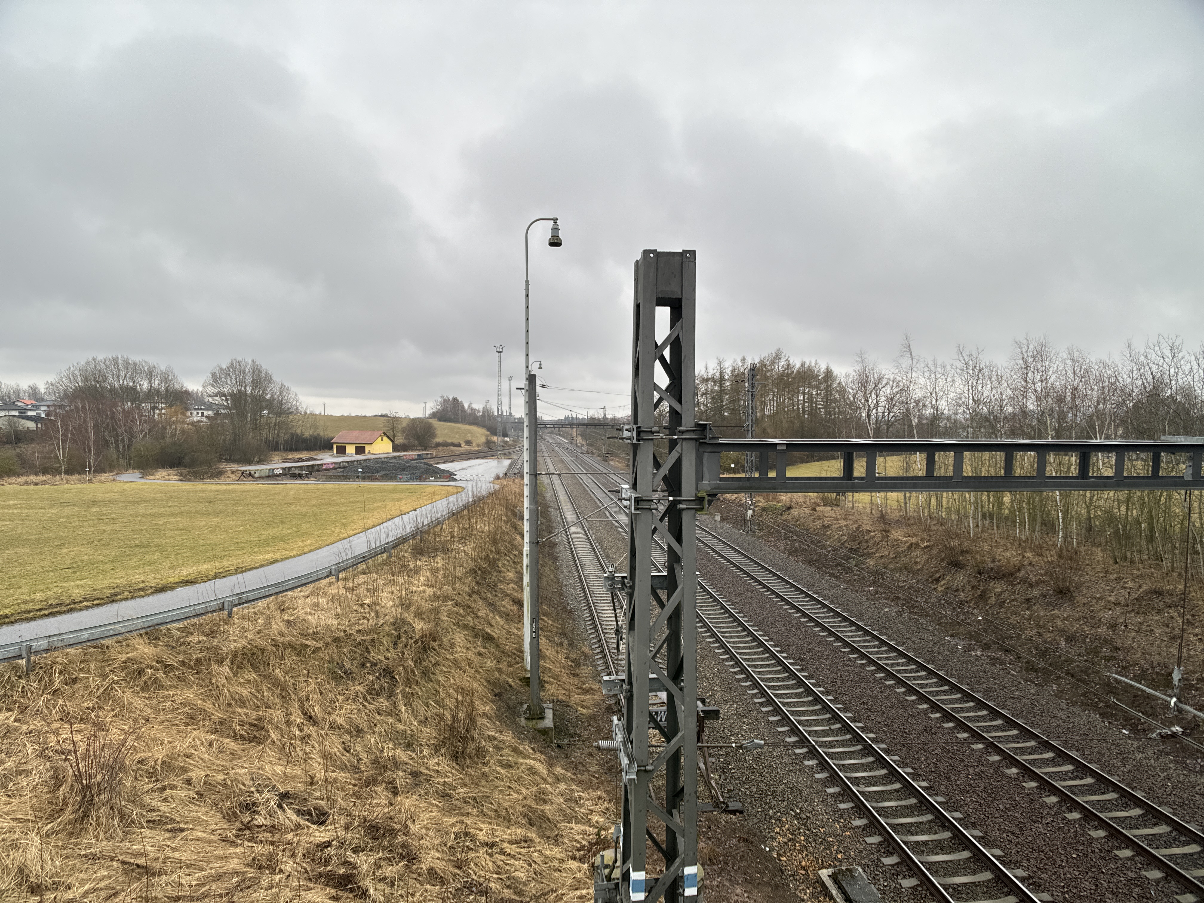 railway tracks and fields