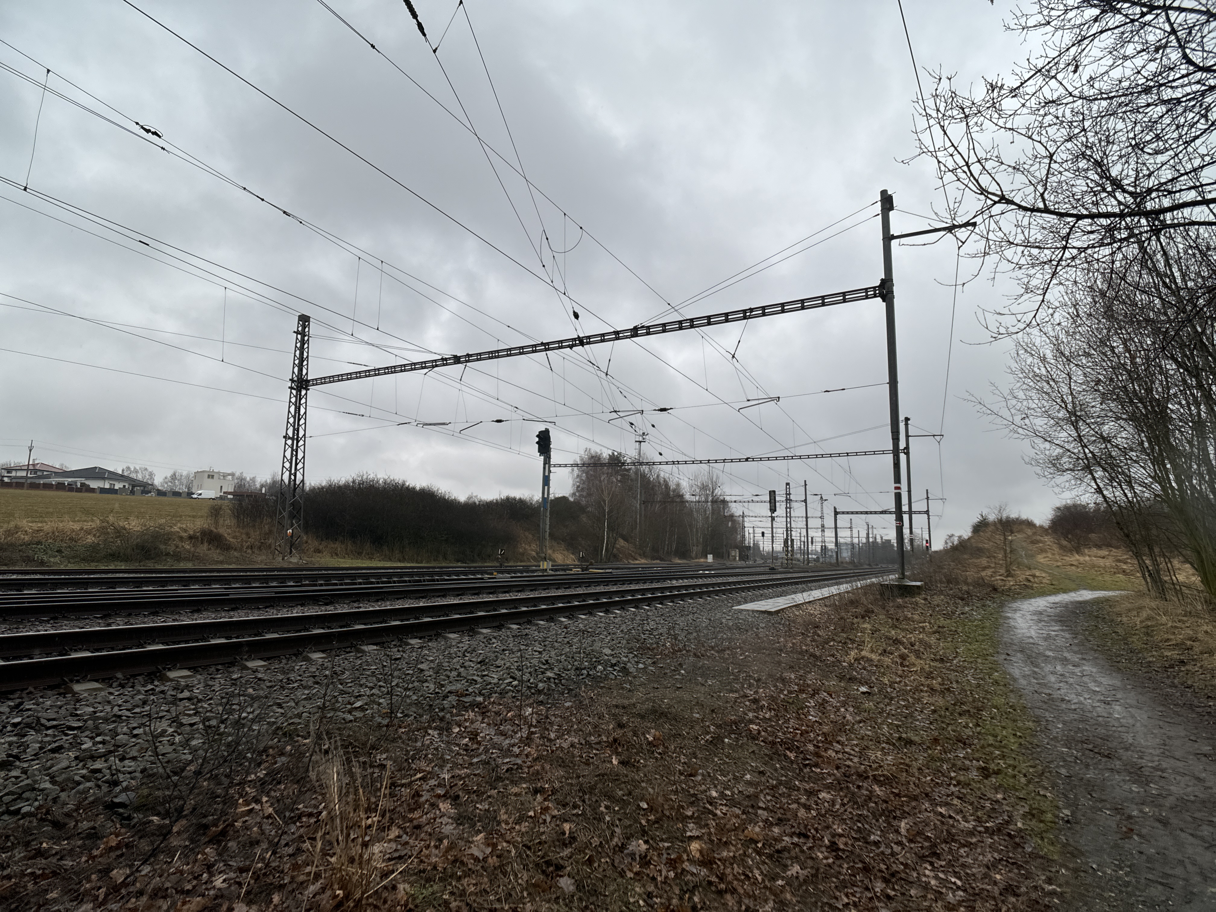 railway tracks overcast sky