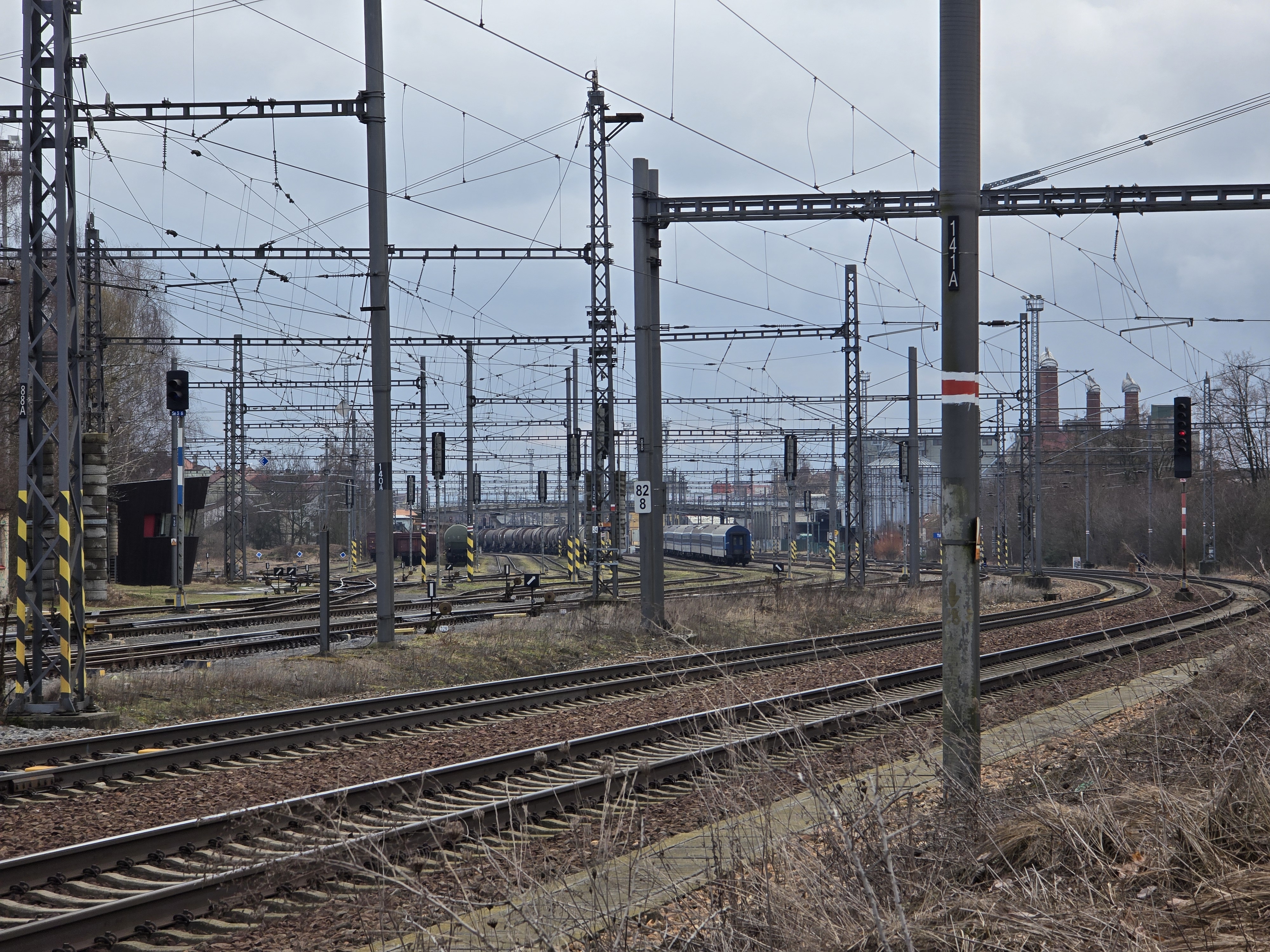 railway tracks signal poles