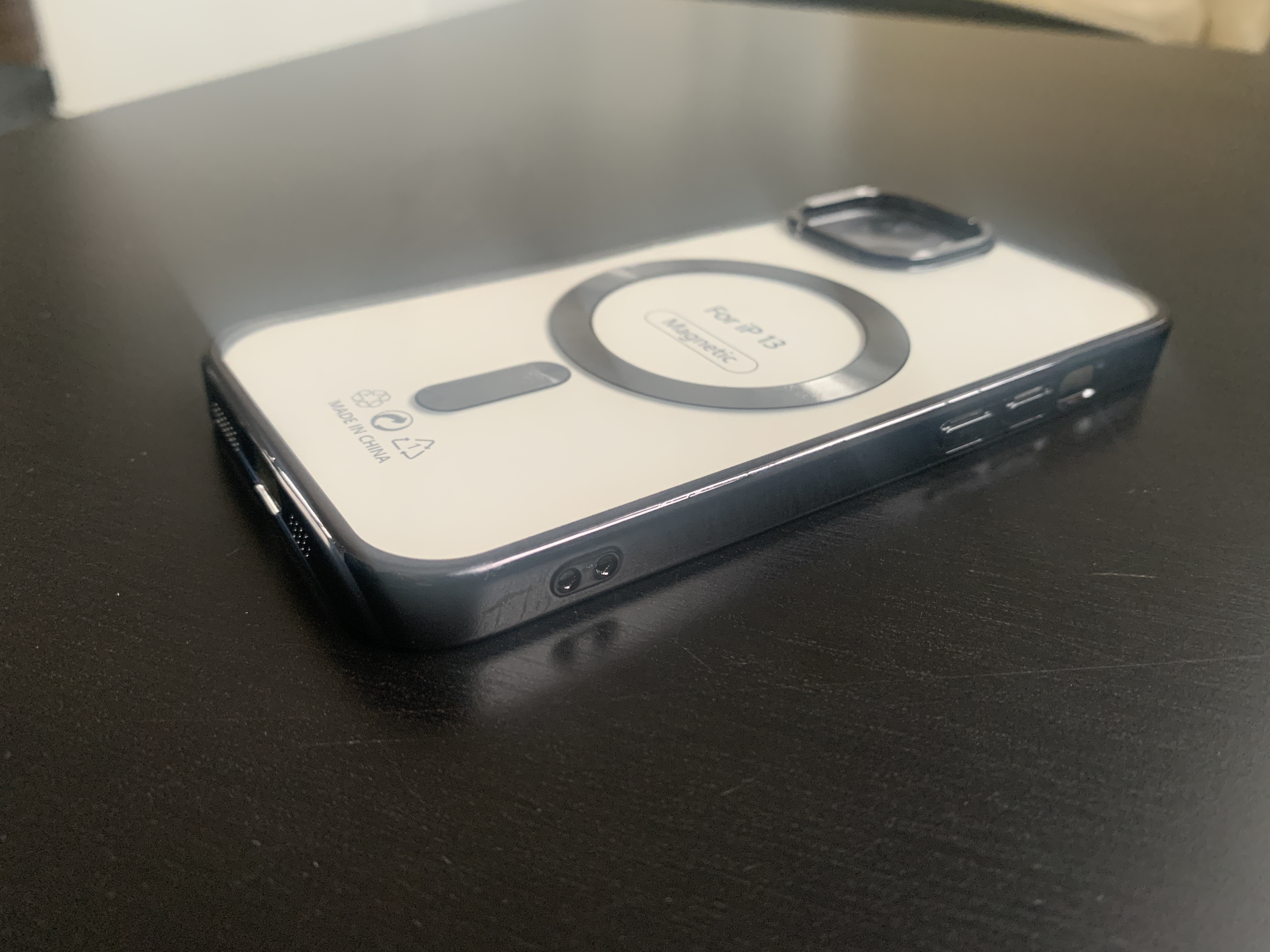 smartphone with case on table