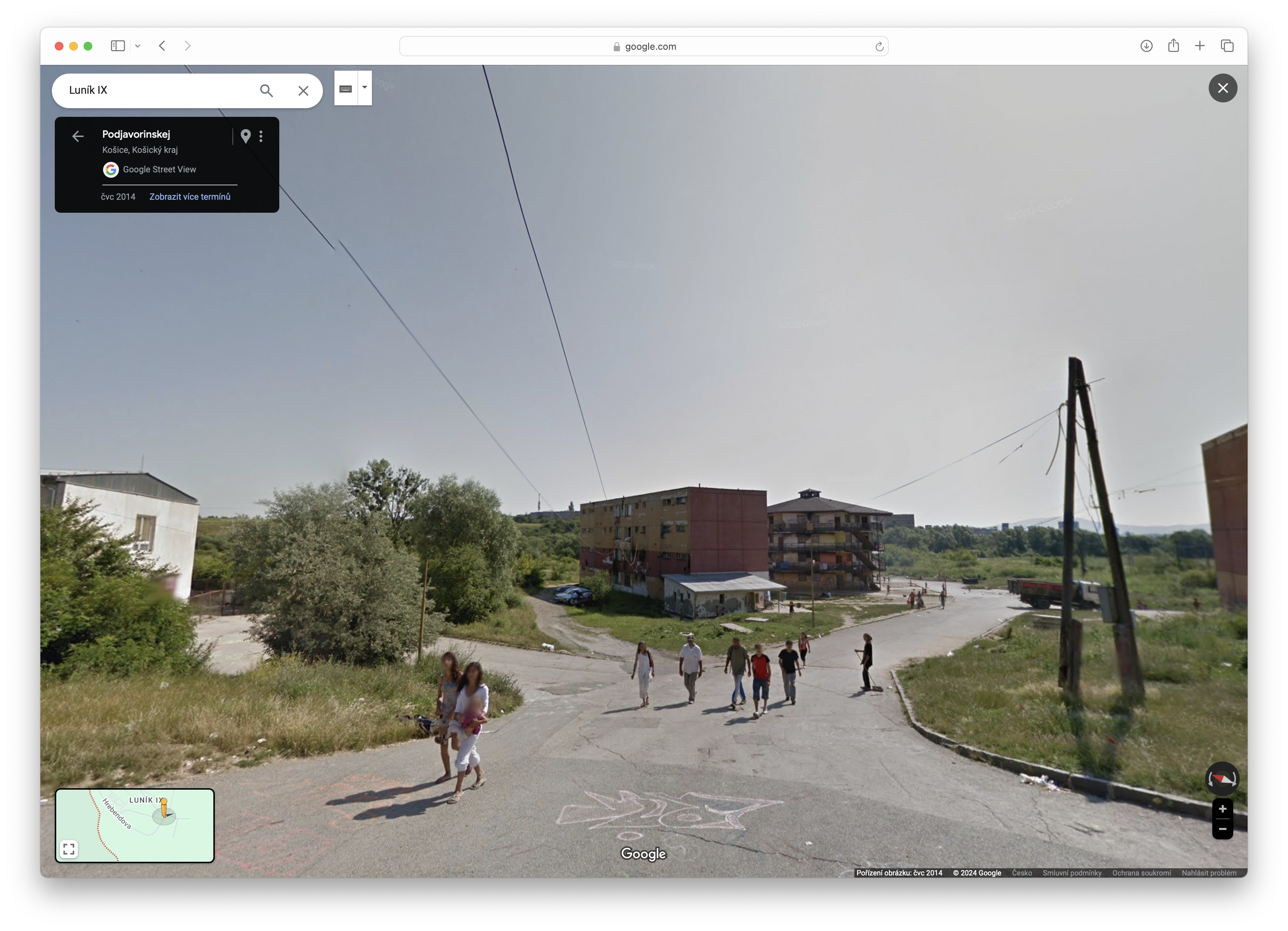 street view with people and buildings