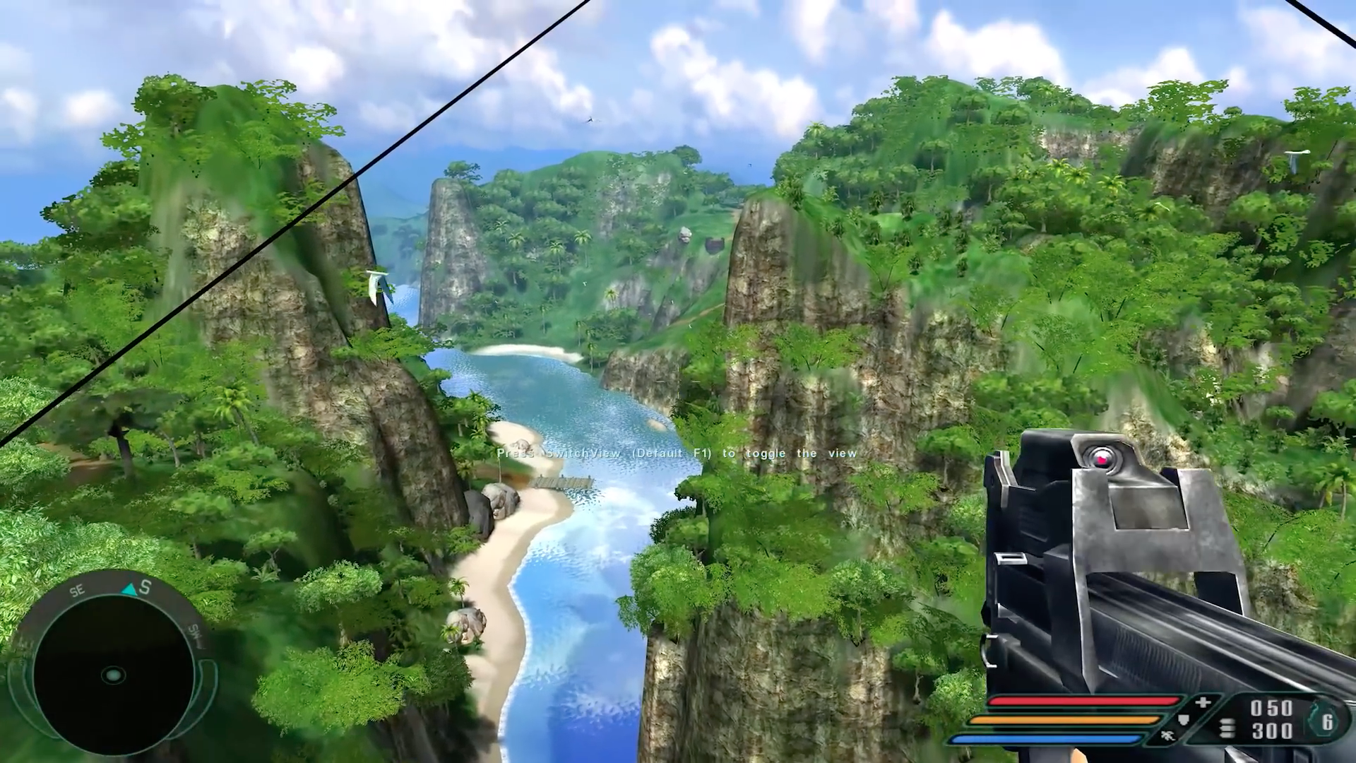 tropical island video game scene