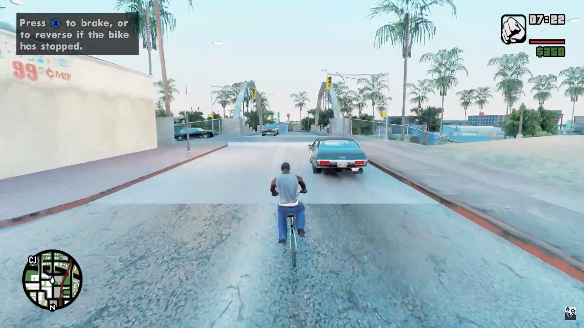 video game bike riding scene