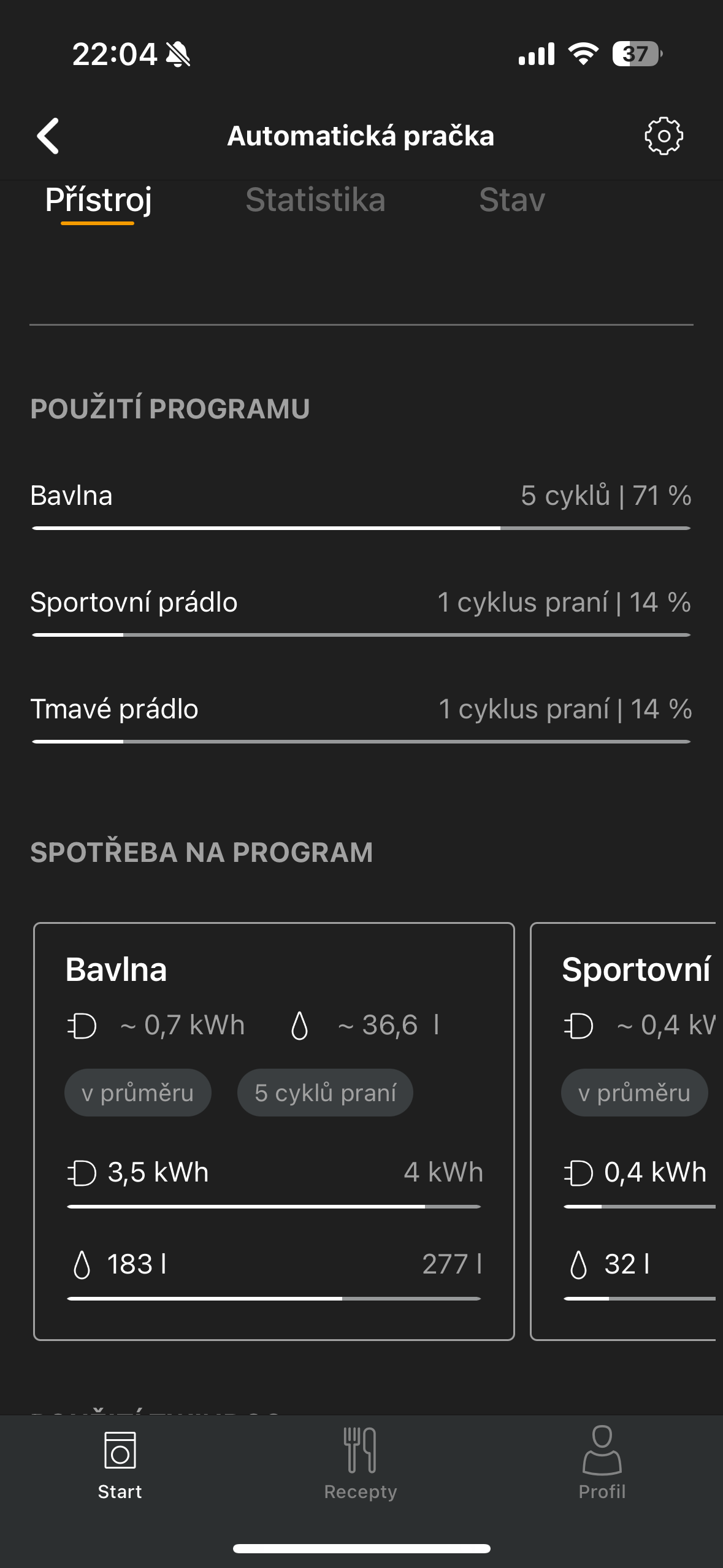 washing machine program usage