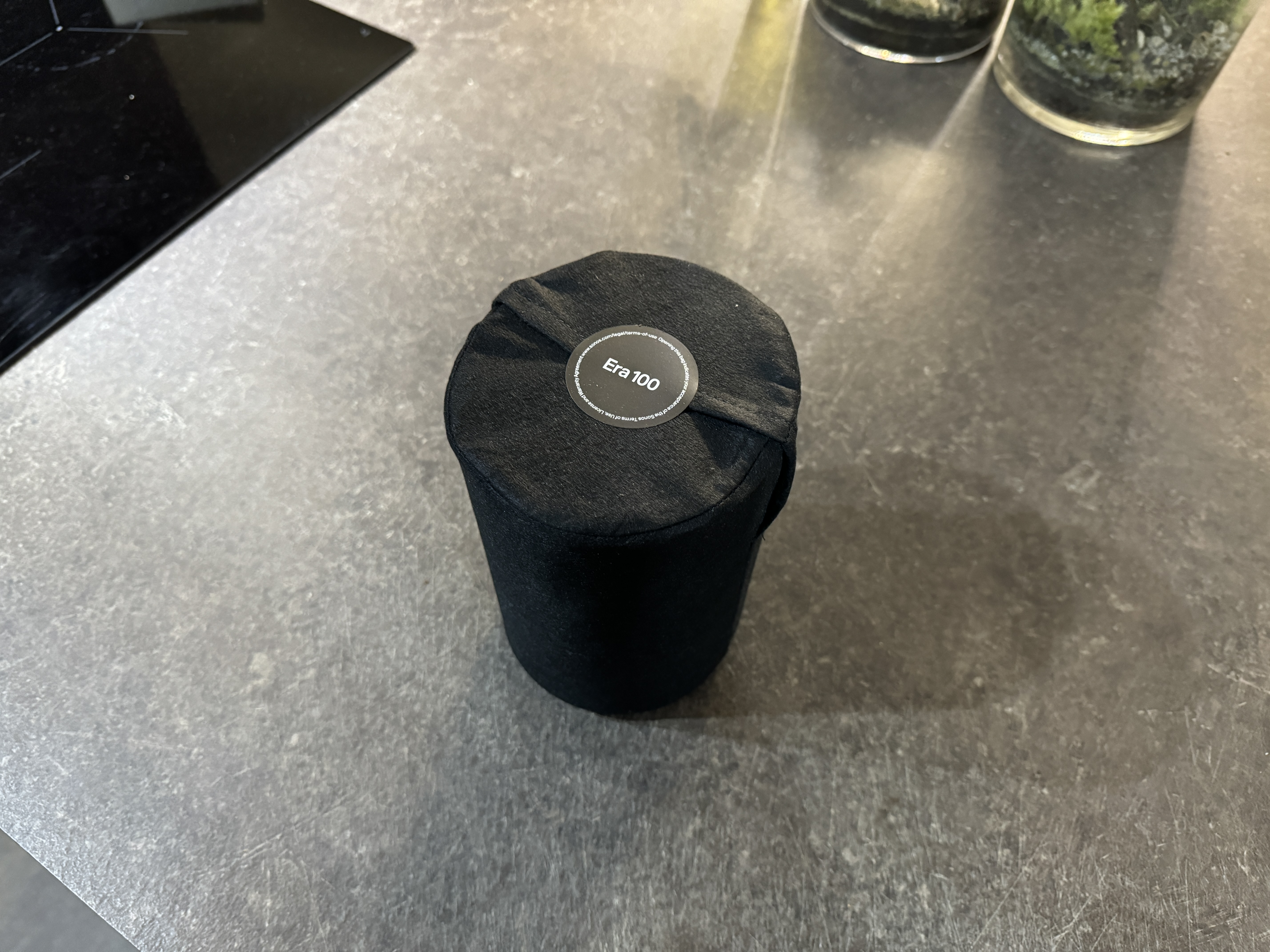 black covered cylinder on table