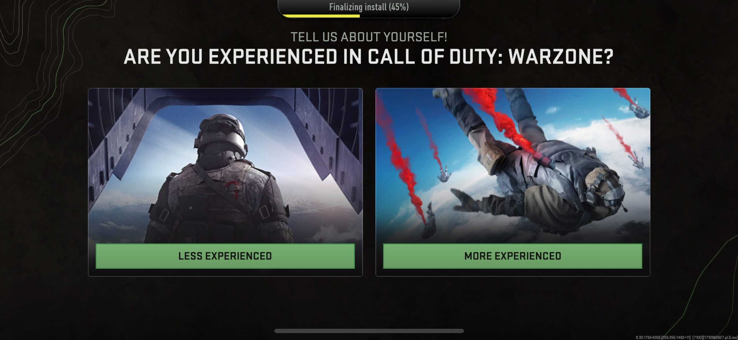 call of duty experience selection