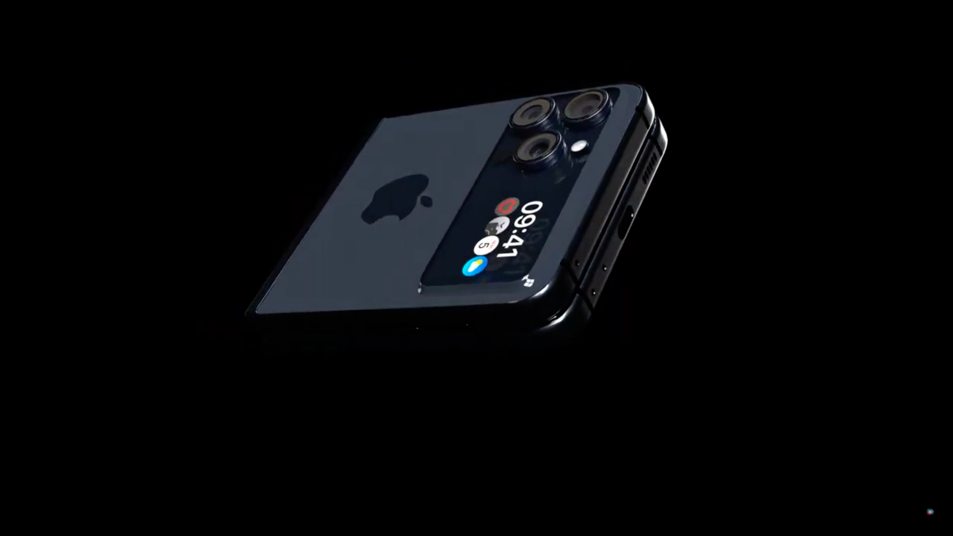 foldable smartphone black background