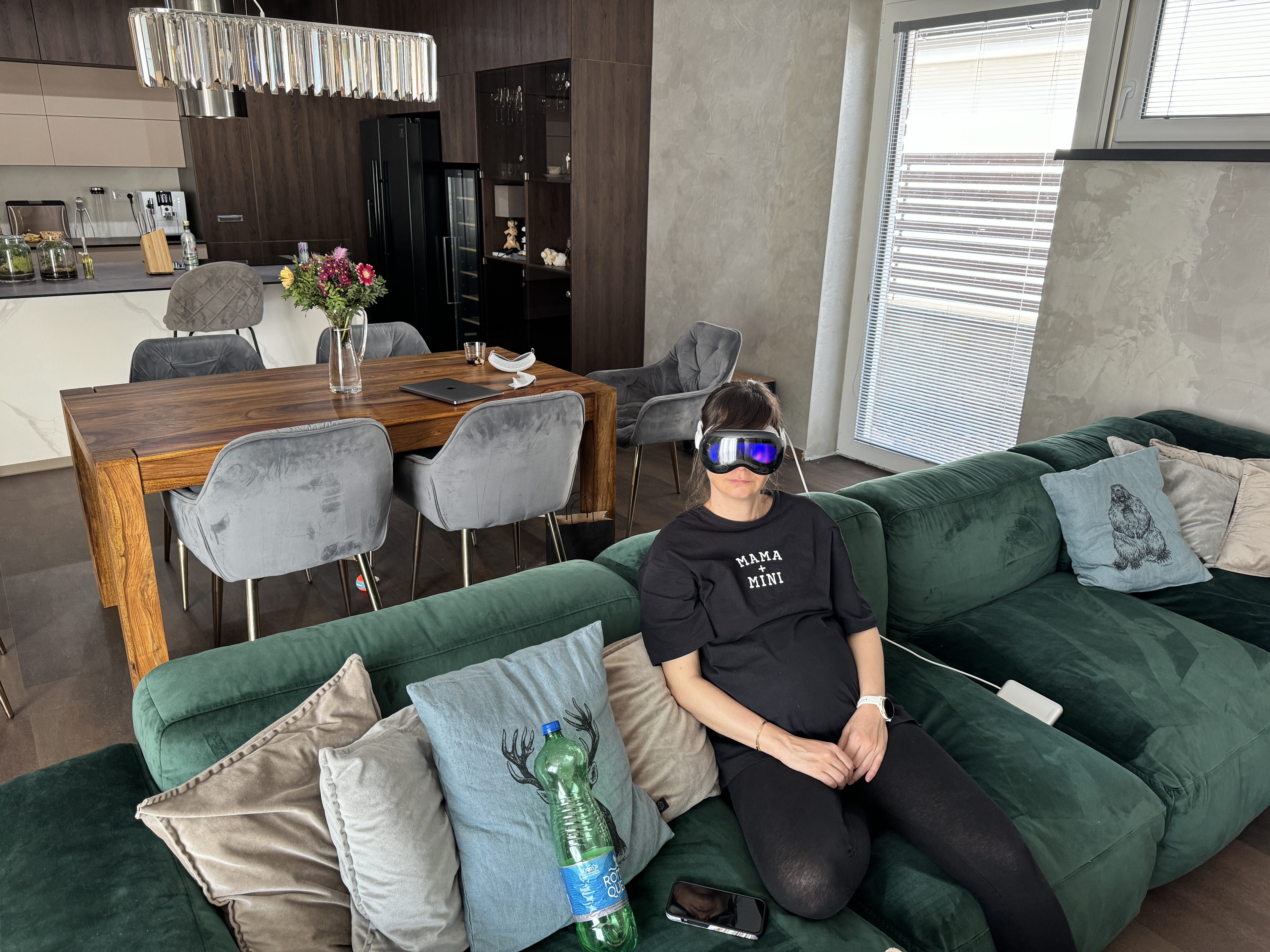 person relaxing with vr headset