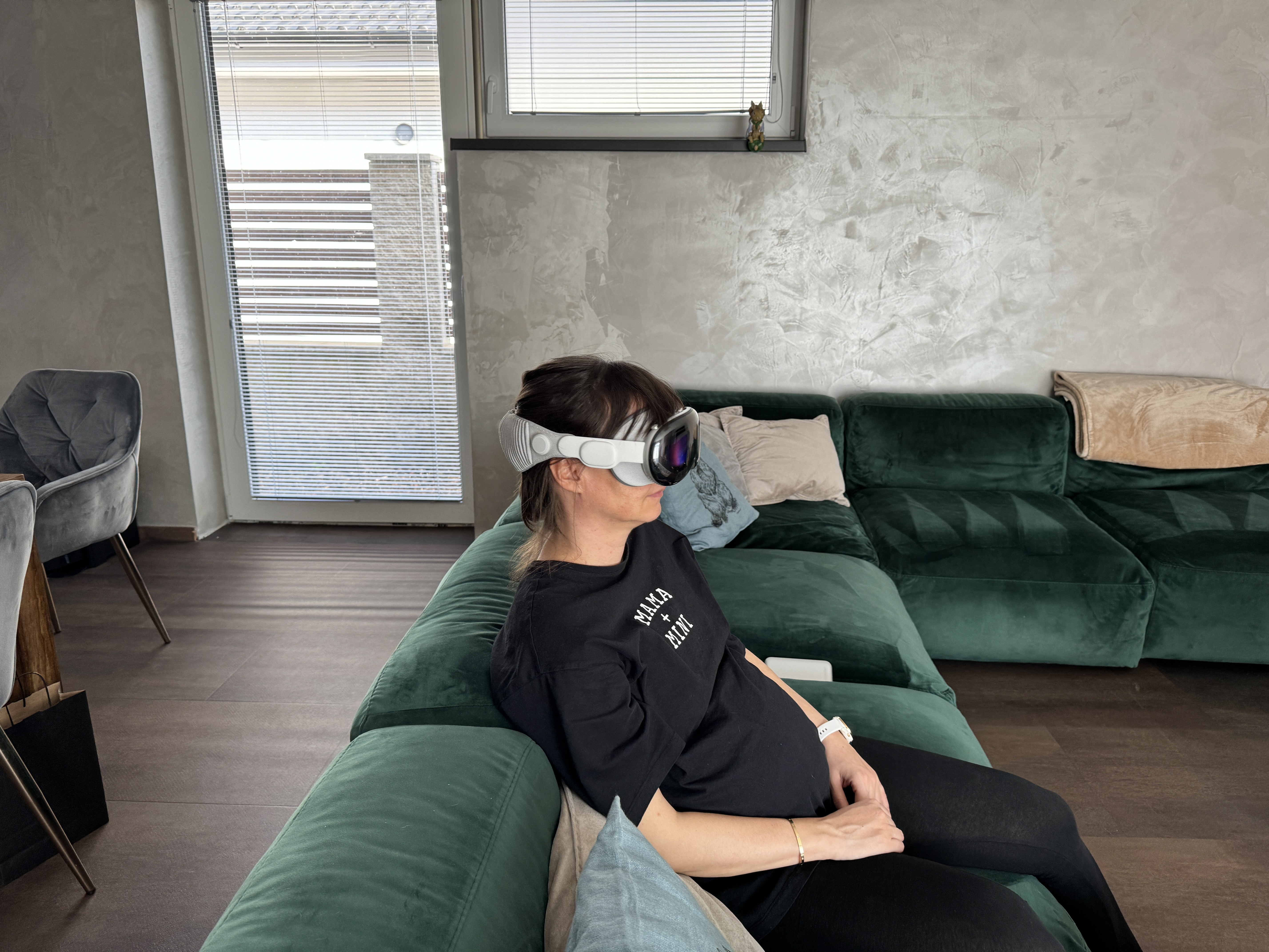 person wearing vr headset