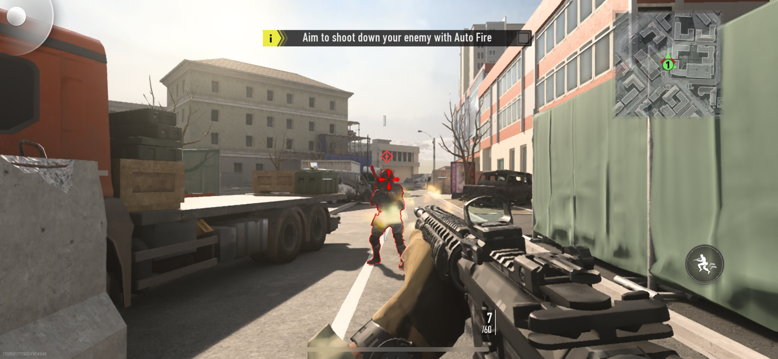 shooting enemy in training closeup