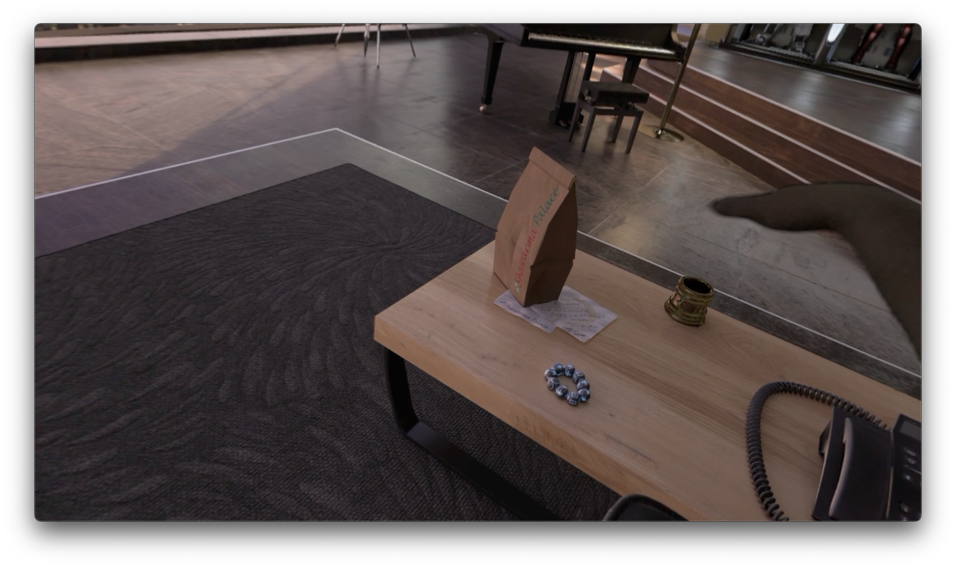 table with items on stage