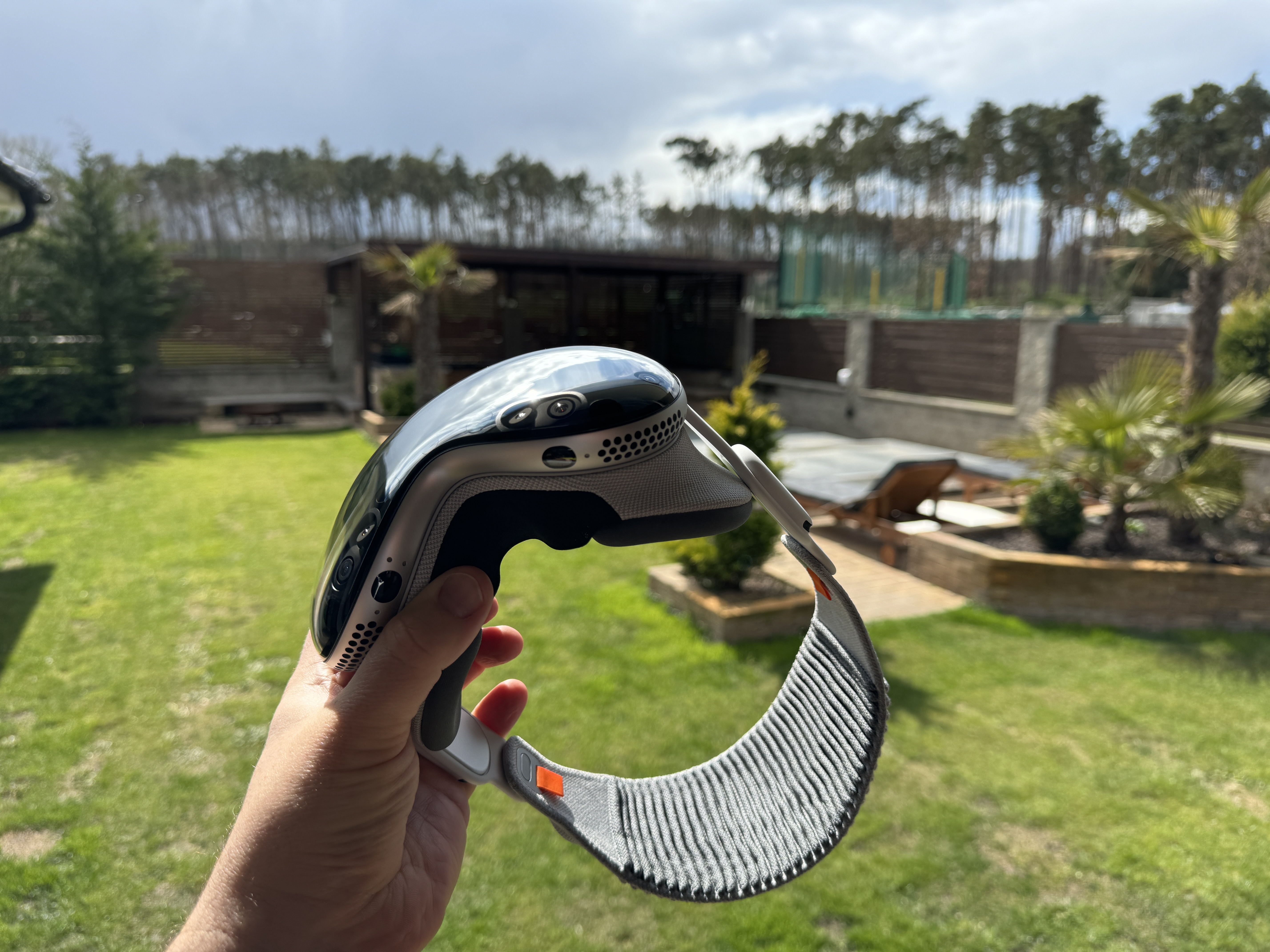 vr headset handheld outdoors